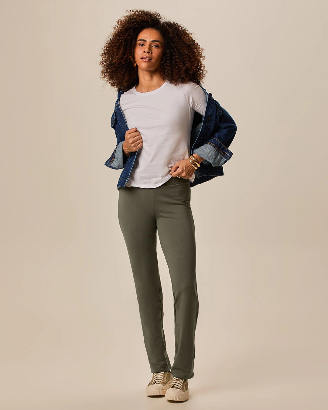 Calça Básica Feminina Cós Elástico Em Moletom Stretch Flanelado