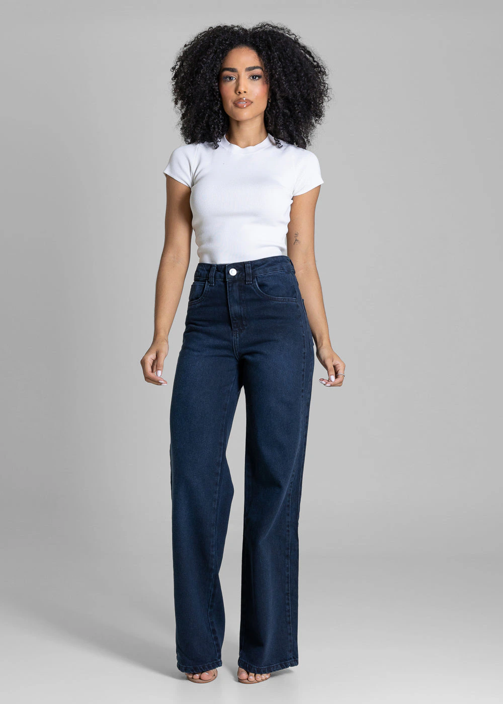Calça Jeans Sawary Wide Leg - 284034 PRETO