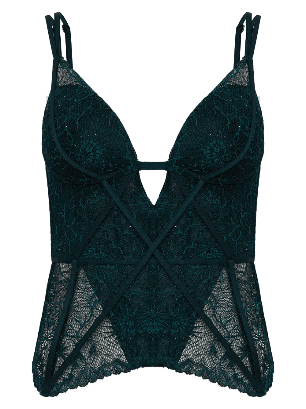 Corset Renda Noir Verde Pine