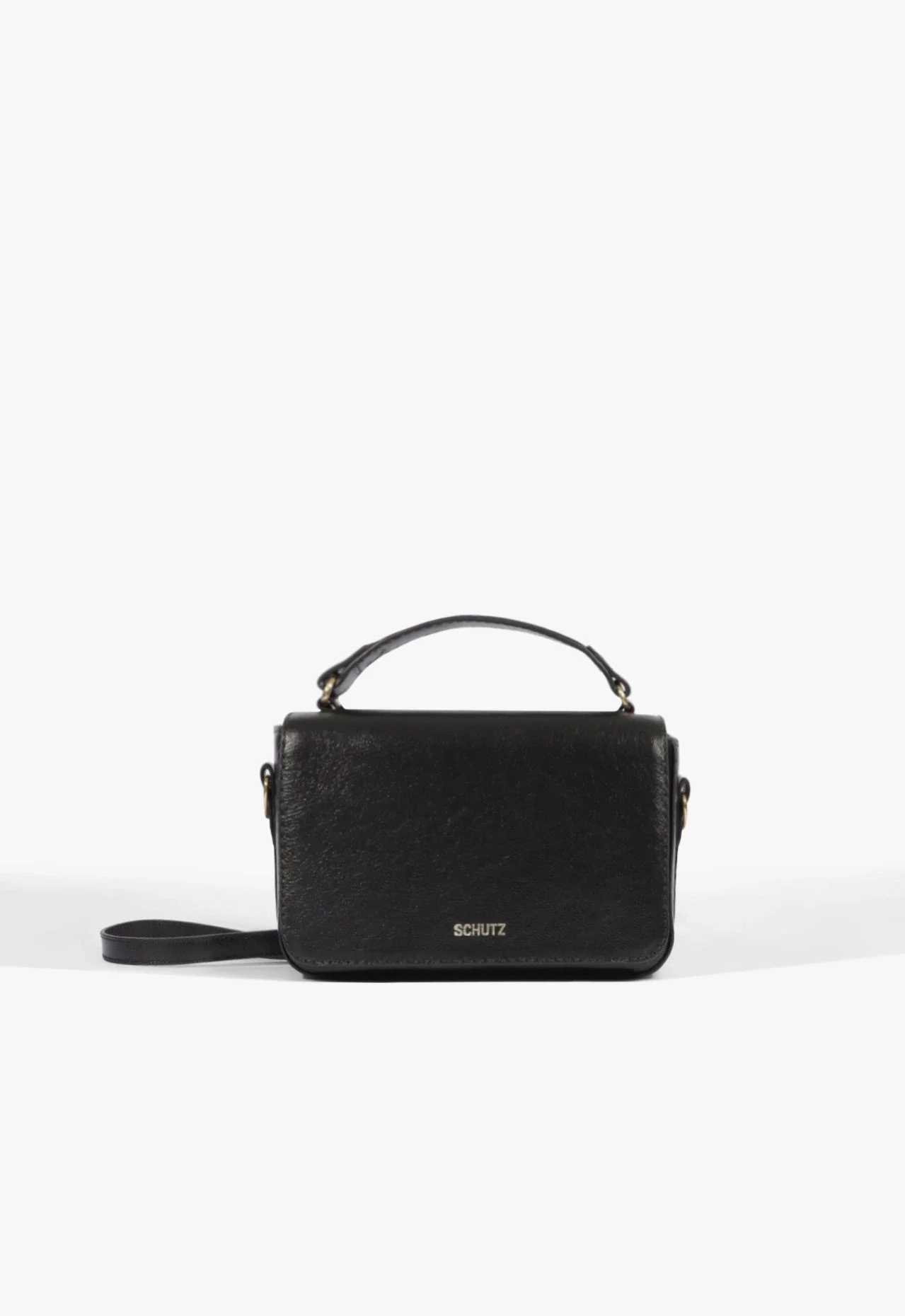 Bolsa Tiracolo Pequena Couro Preta