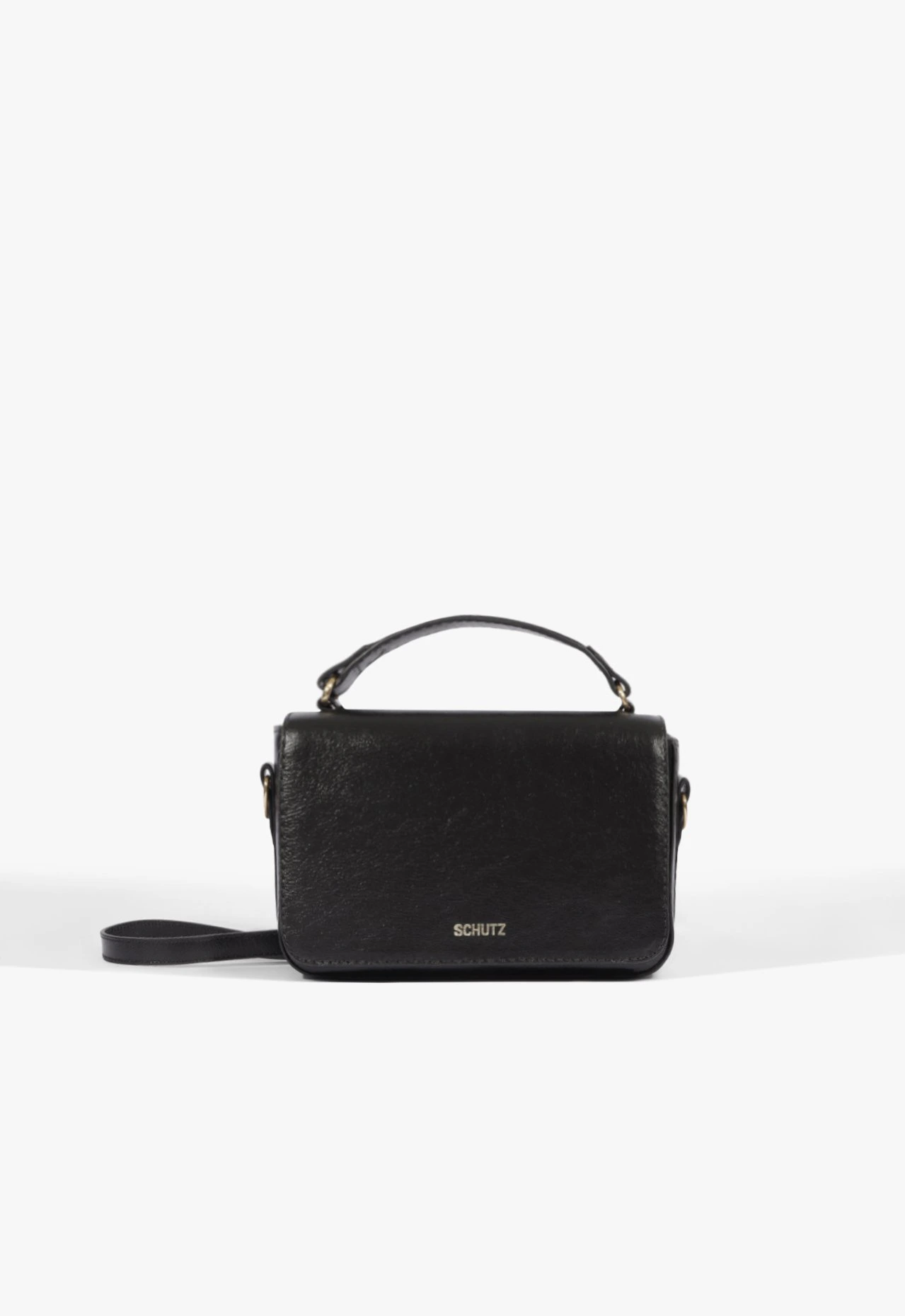 Bolsa Tiracolo Pequena Couro Preta