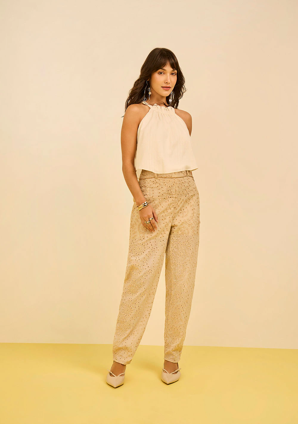 Calça Zinco Cenoura Alta Amarelo
