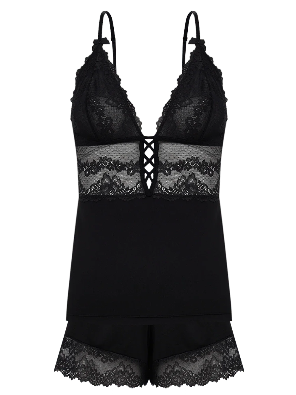 Shortdoll Microfibra Renda Fiorella Preto