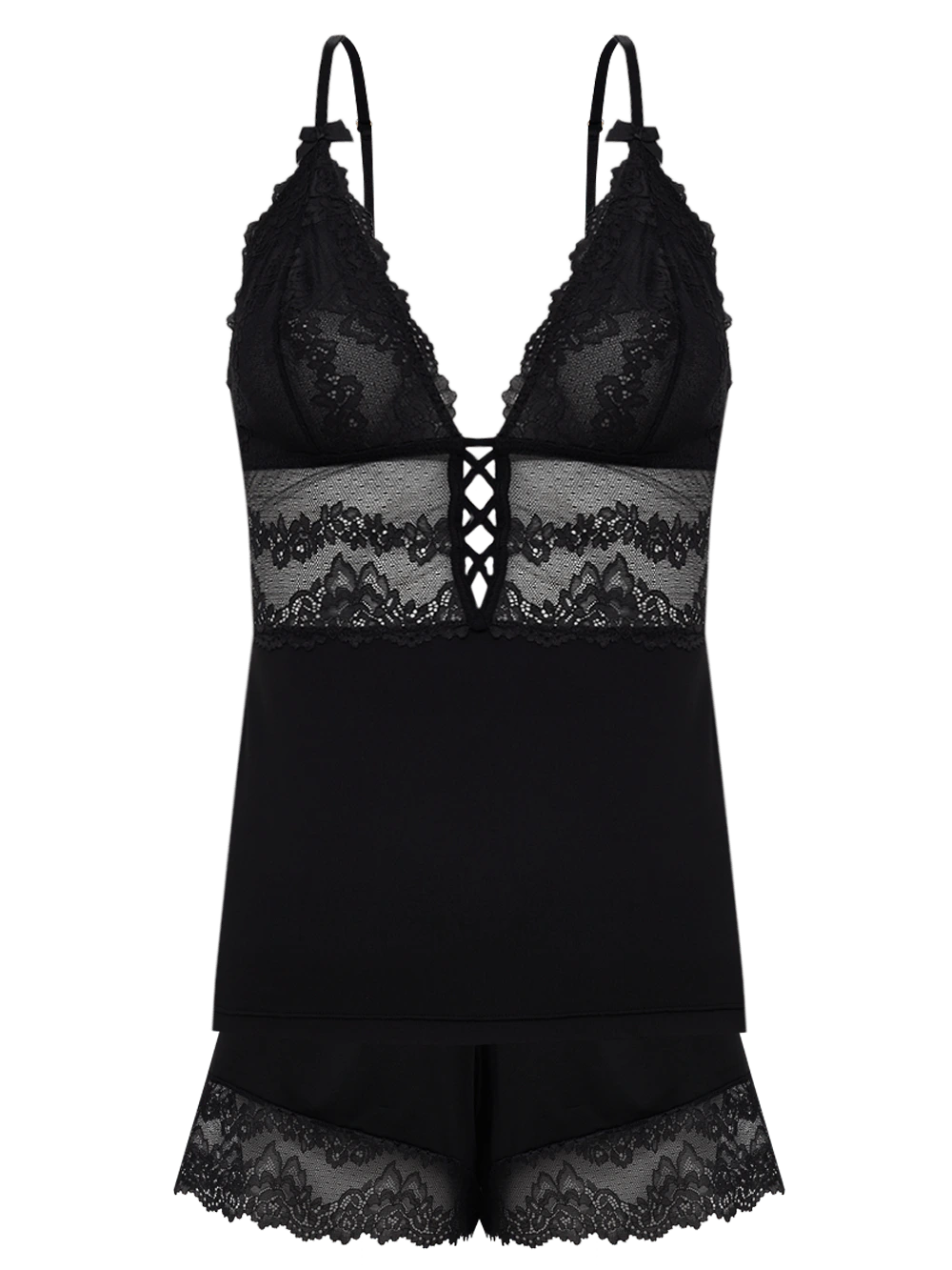 Shortdoll Microfibra Renda Fiorella Preto