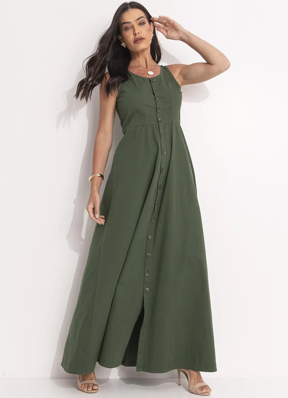 Quintess - Vestido Verde em Jeans Leve