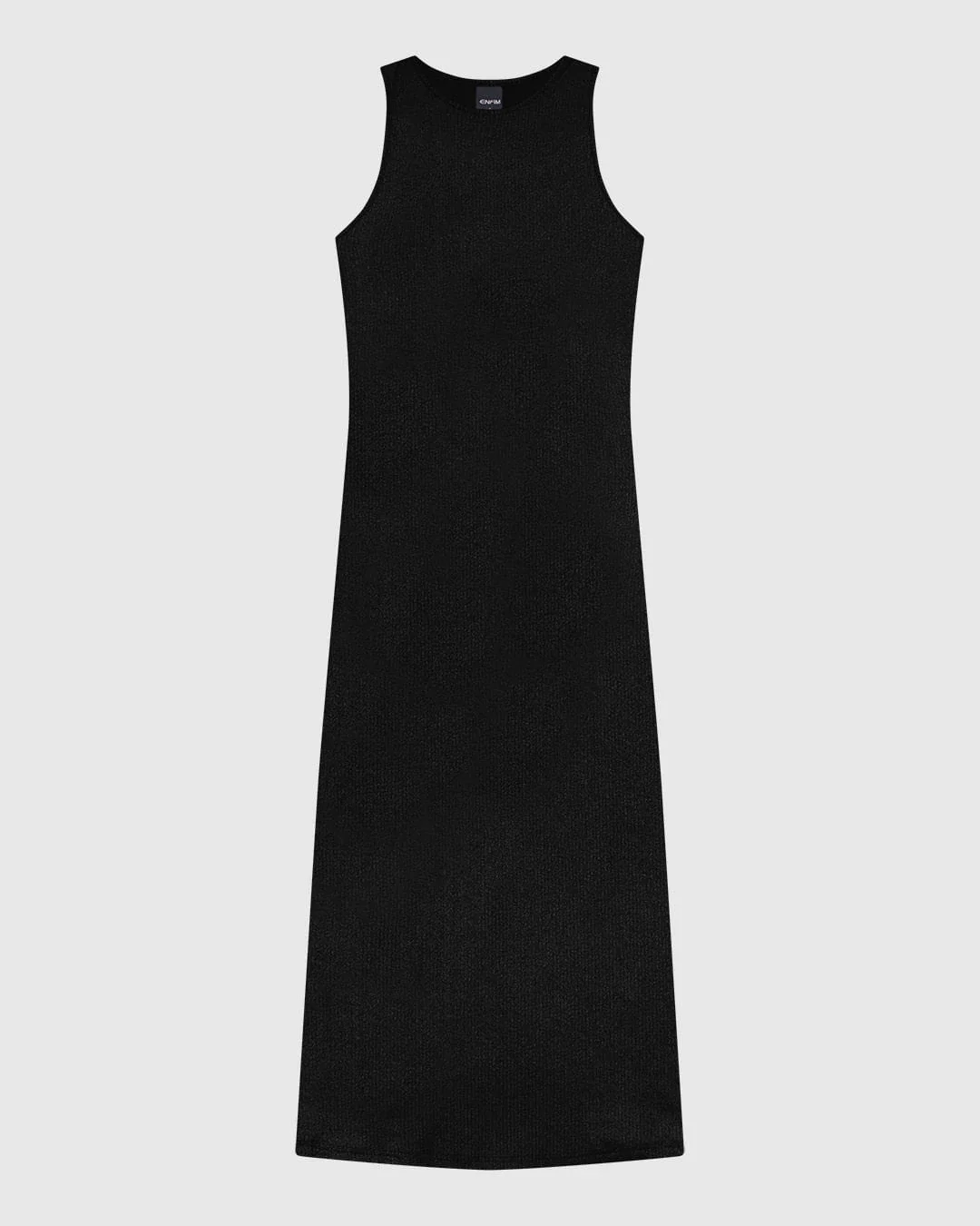 Vestido Midi Feminino Sem Manga Gola Redonda Malha Canelada Brilho - ENFIM