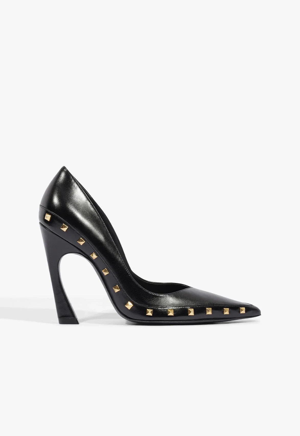 Scarpin Lexi Studs Salto Alto Couro Preta