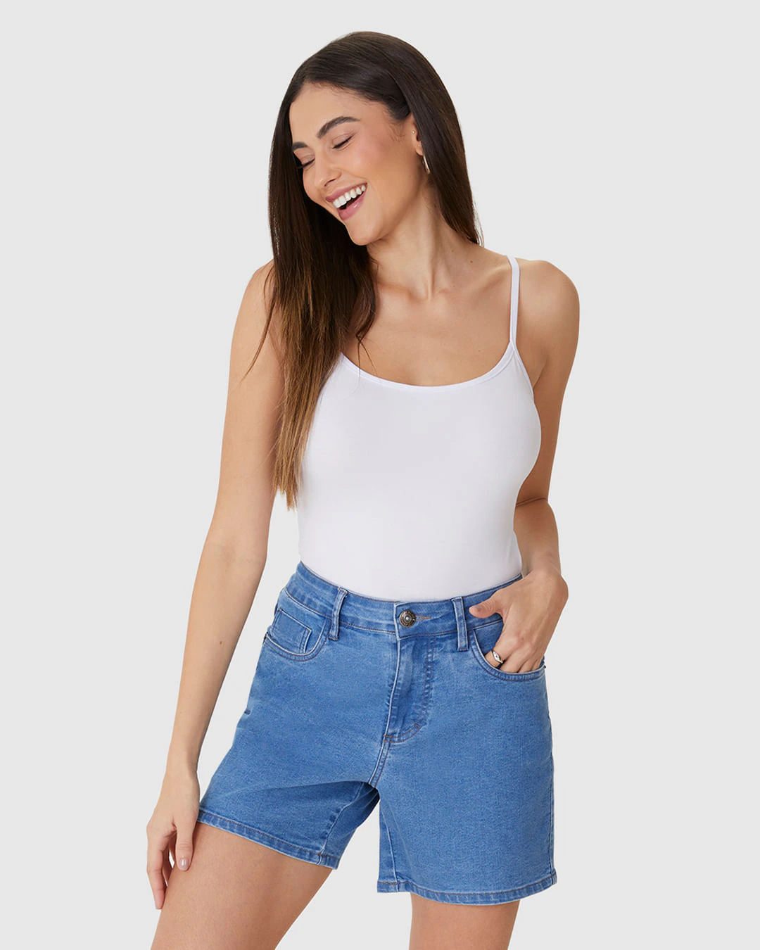 Regata Básica Feminina Decote Redondo Em Viscose Stretch