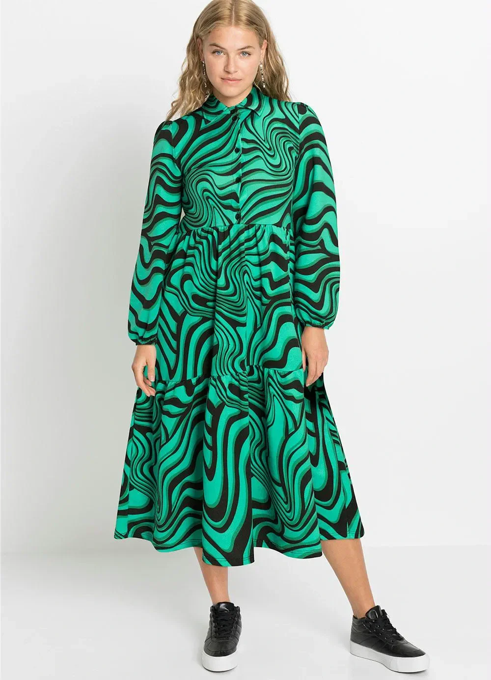 bonprix - Vestido Estampa Líquida em Malha Crepe
