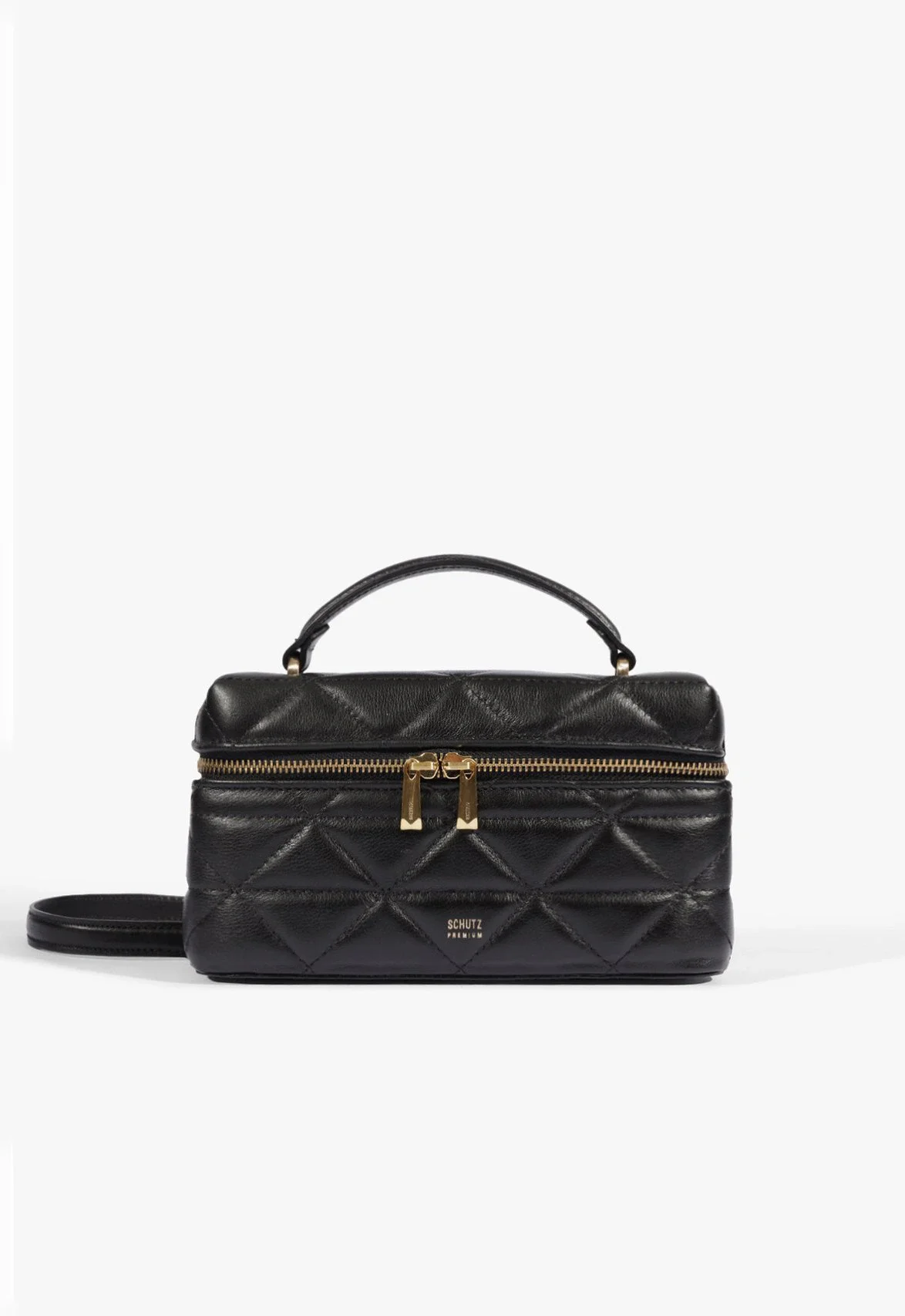 Bolsa Satchel Vanity Média Couro Preta
