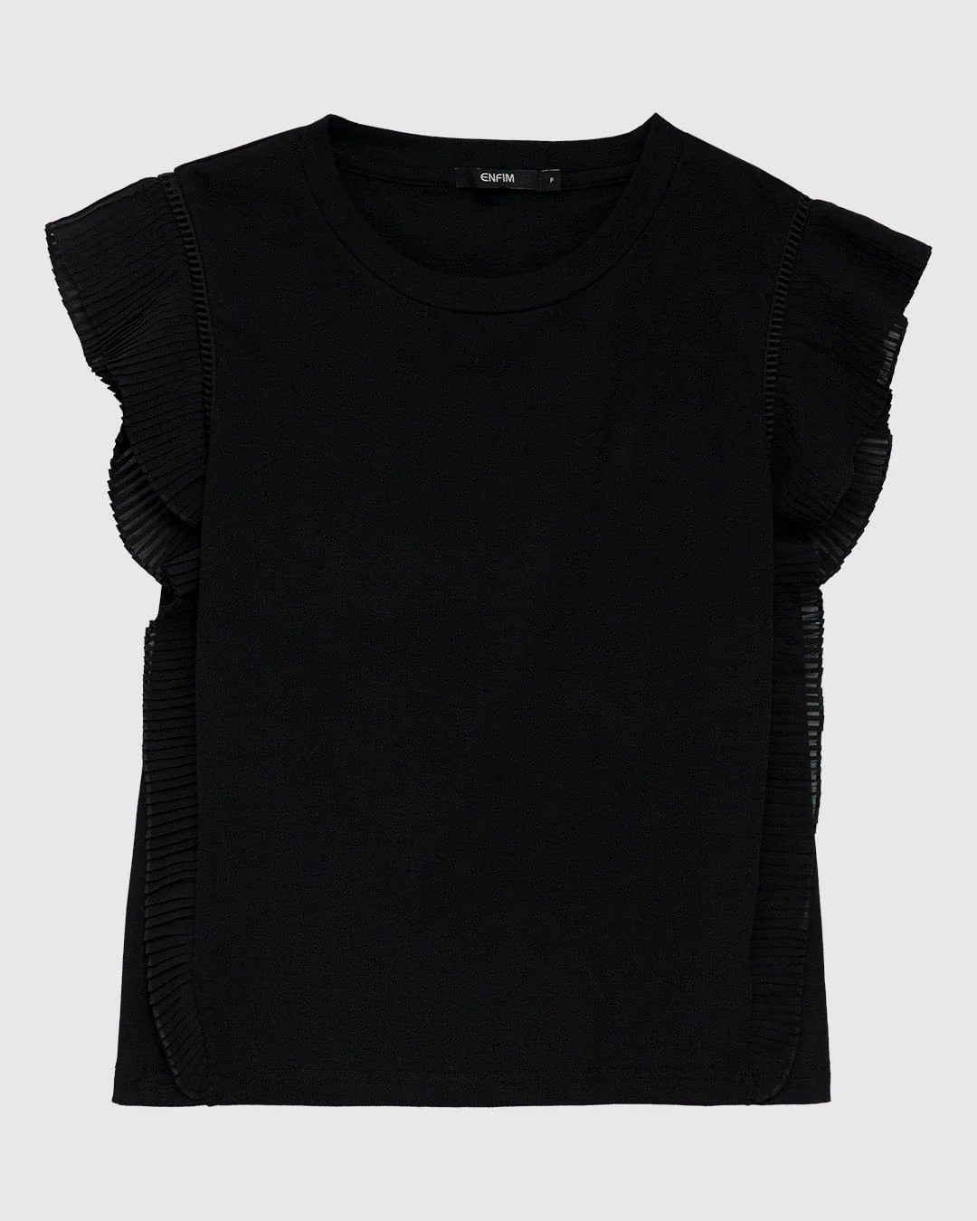 Blusa Feminina Slim Detalhe Plissado Em Algodão Com Elastano - ENFIM