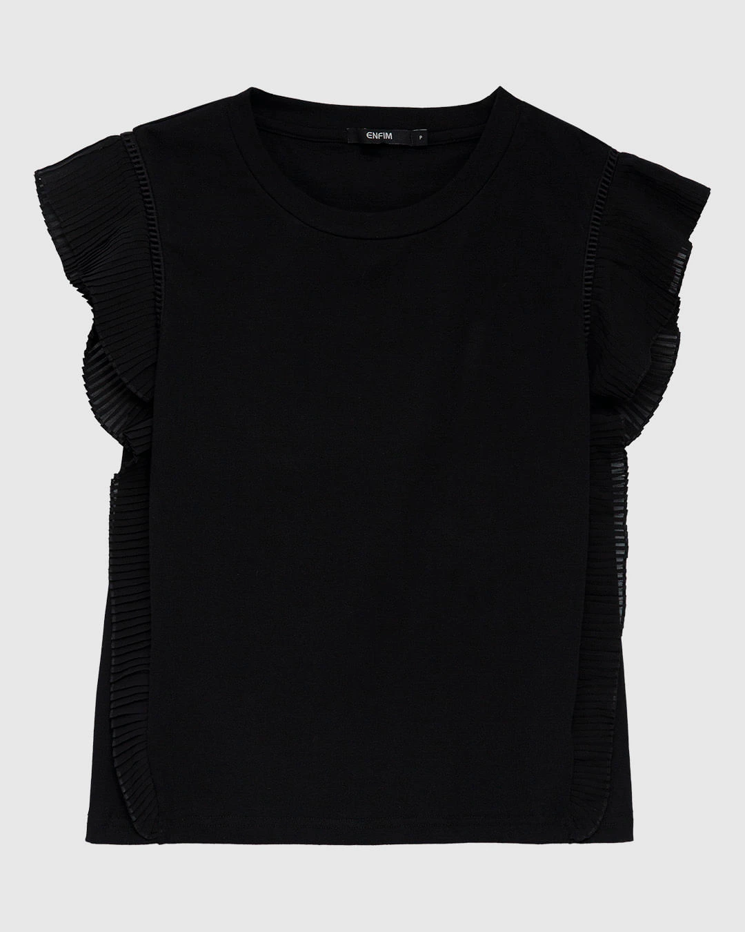 Blusa Feminina Slim Detalhe Plissado Em Algodão Com Elastano - ENFIM