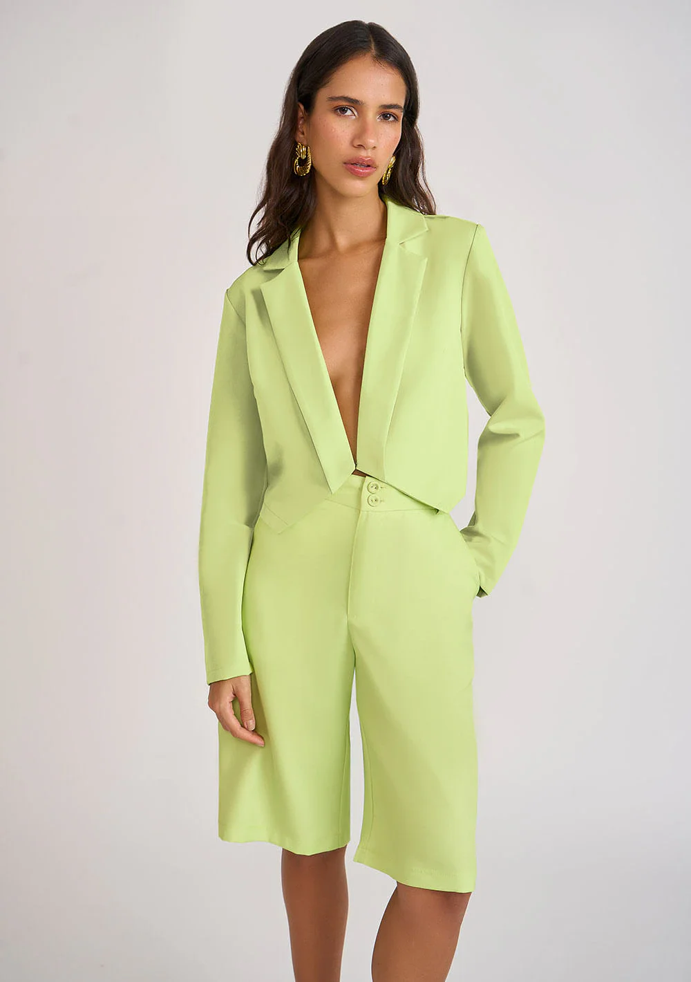 Blazer Zinco Detalhe Frente Alfaiataria Verde
