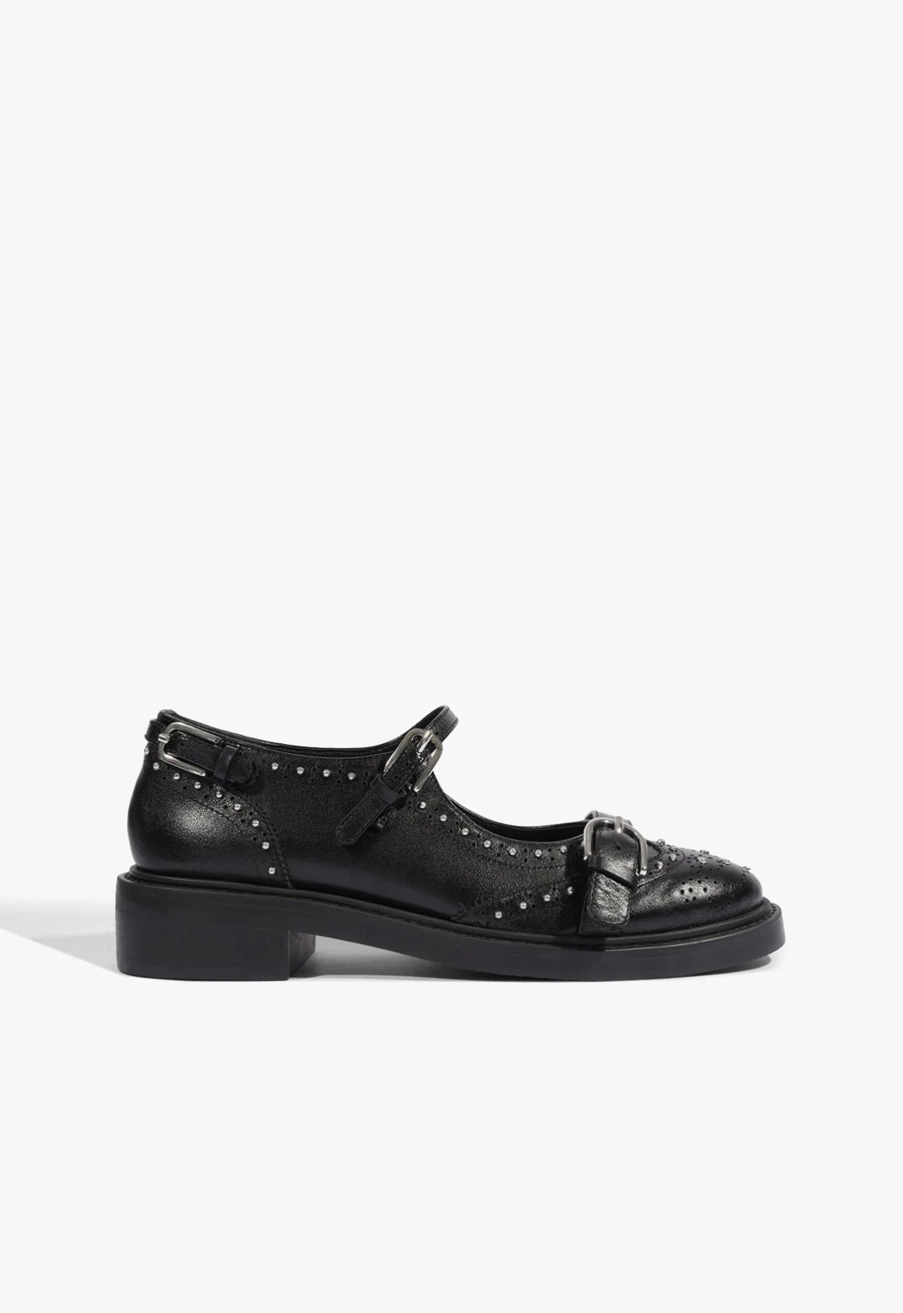 Oxford Fivelas e Studs Couro Preto