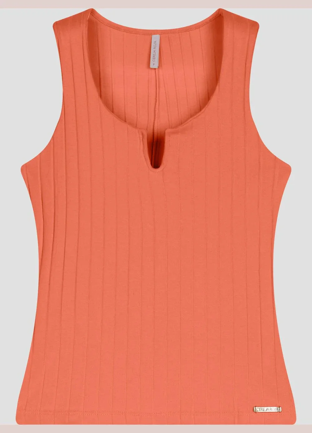 Cereja Rosa - Blusa Regata Feminina em Cotton Canelado Laranja