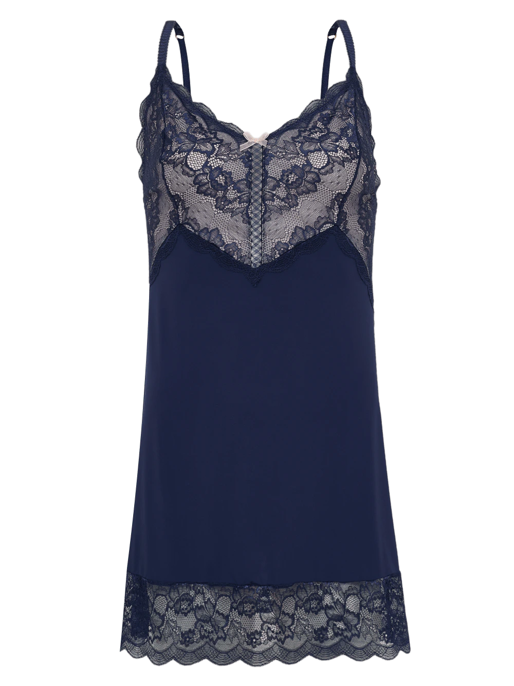 Camisola Curta Sem Manga Renda Celina Azul Peacoat