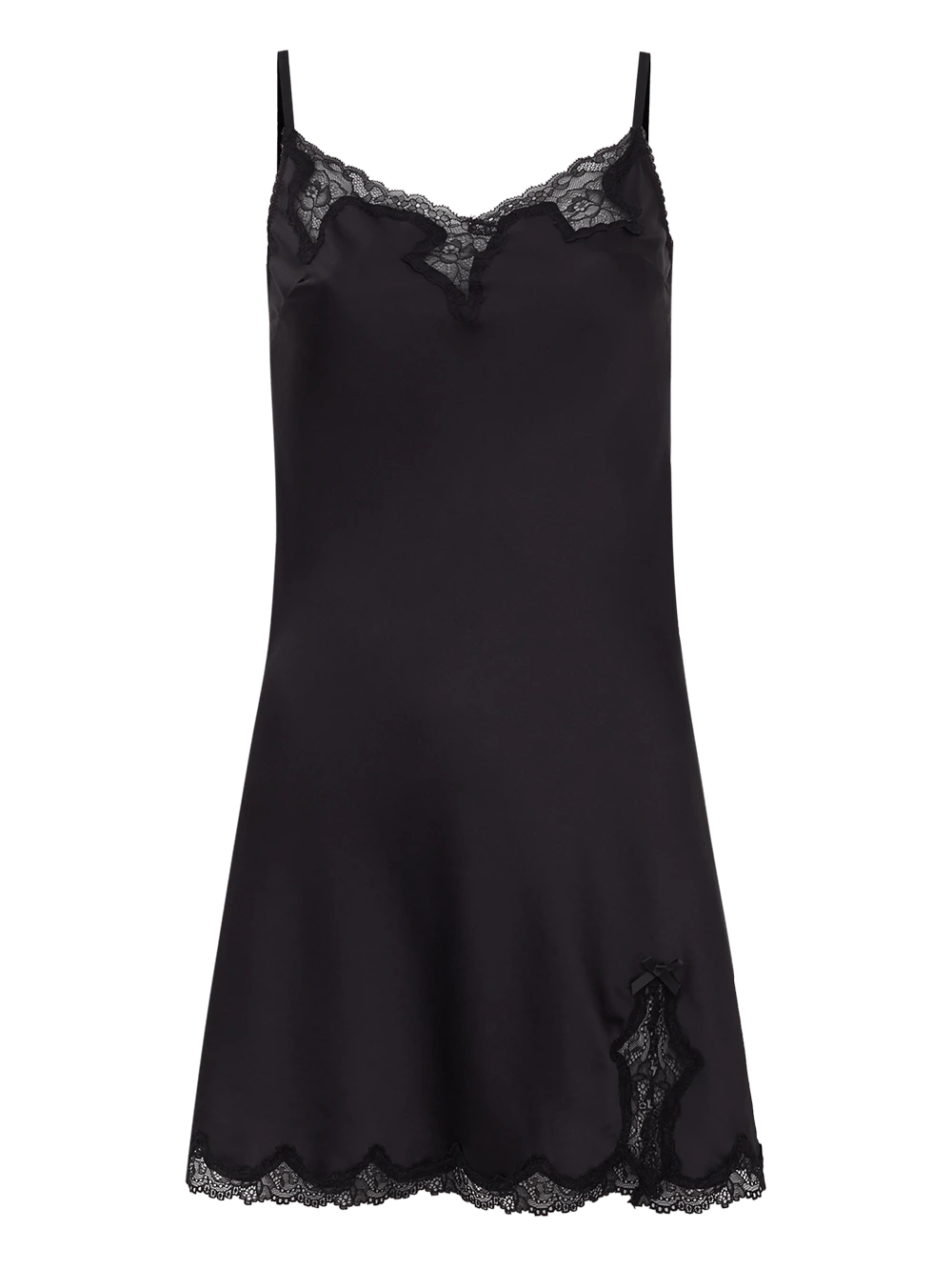 Camisola Curta Sem Manga Cetim Bella Luna Preto/Preto