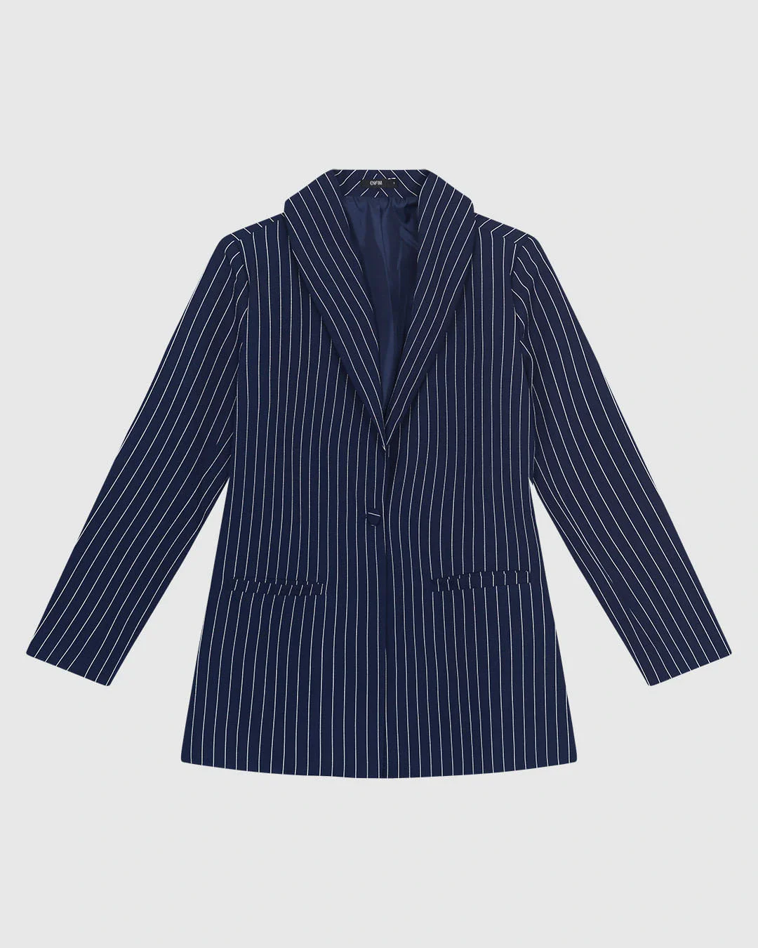 Blazer Feminino Alongado Risca De Giz Botão Único Em Tecido Alfaiataria - ENFIM
