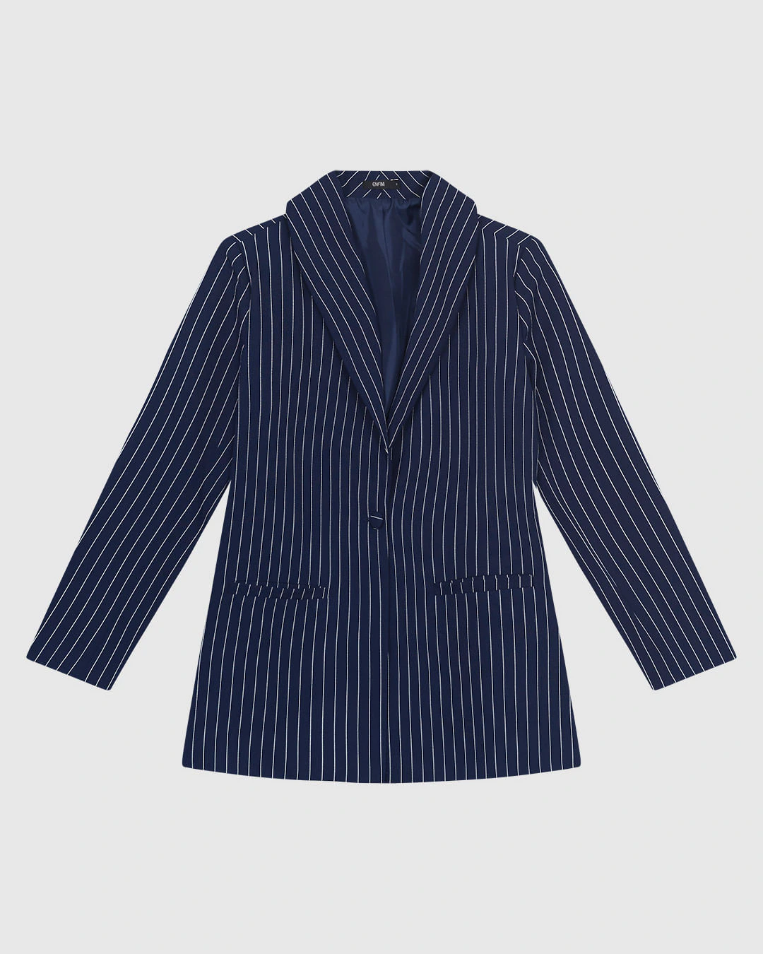 Blazer Feminino Alongado Risca De Giz Botão Único Em Tecido Alfaiataria - ENFIM