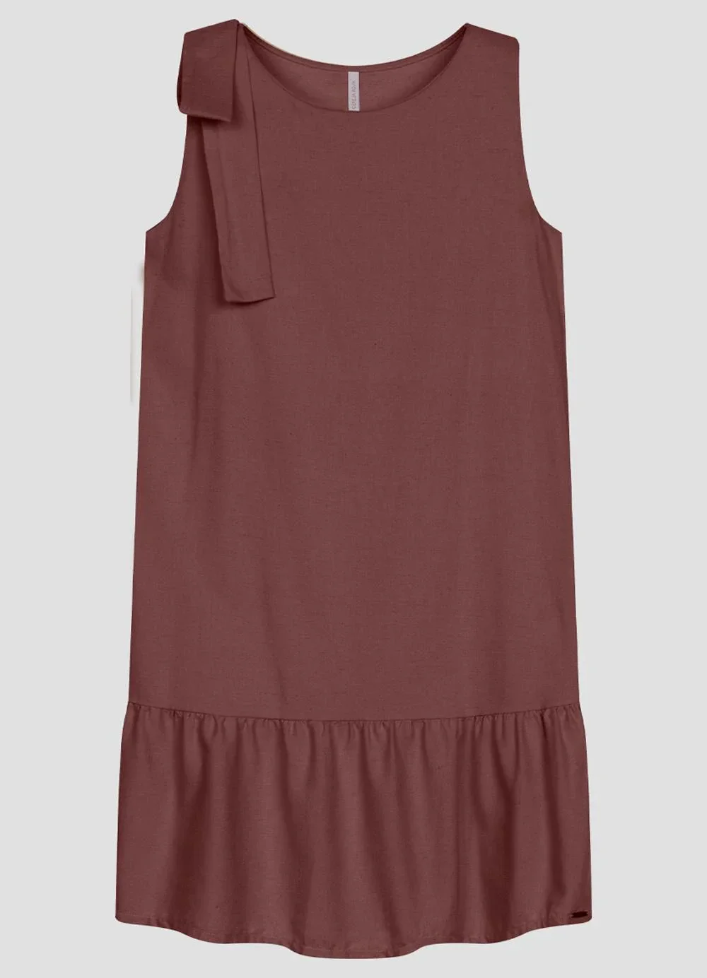 Cereja Rosa - Vestido em Tecido Plano Viscose Linho Marrom