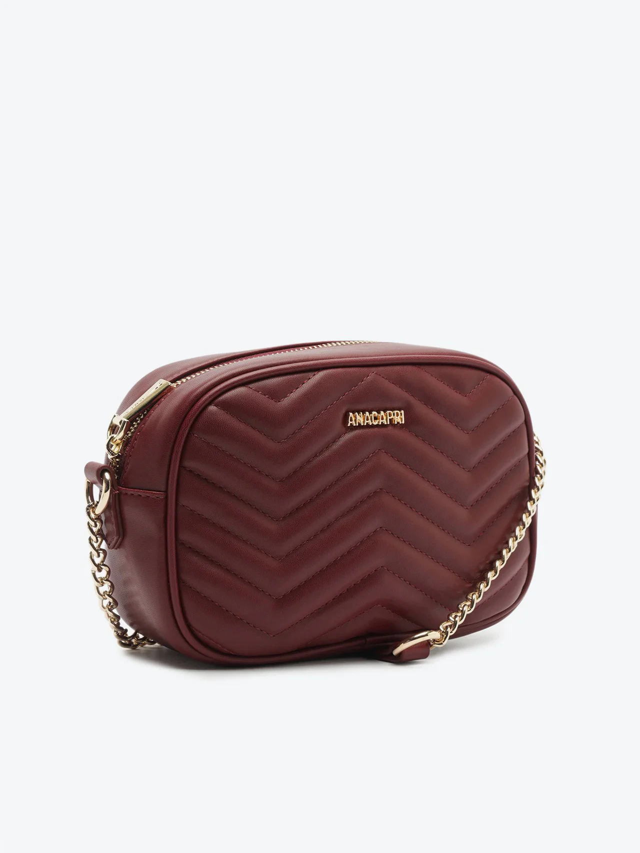 Bolsa Tiracolo Média Matelassê Zig Zag Bordô