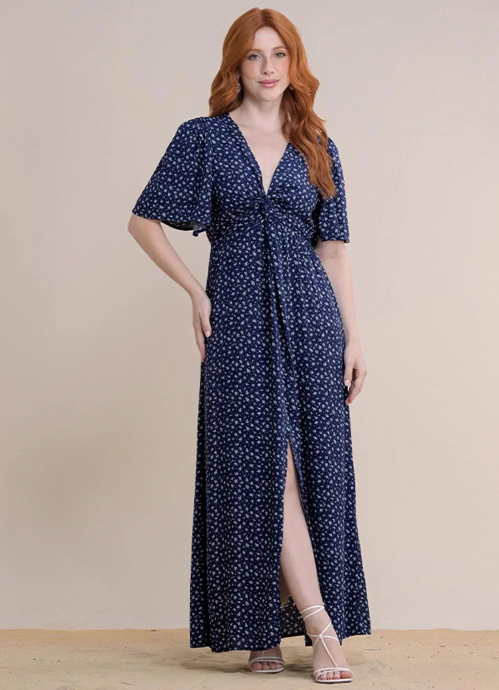 Angel - Vestido Longo Viscose Estampada Azul