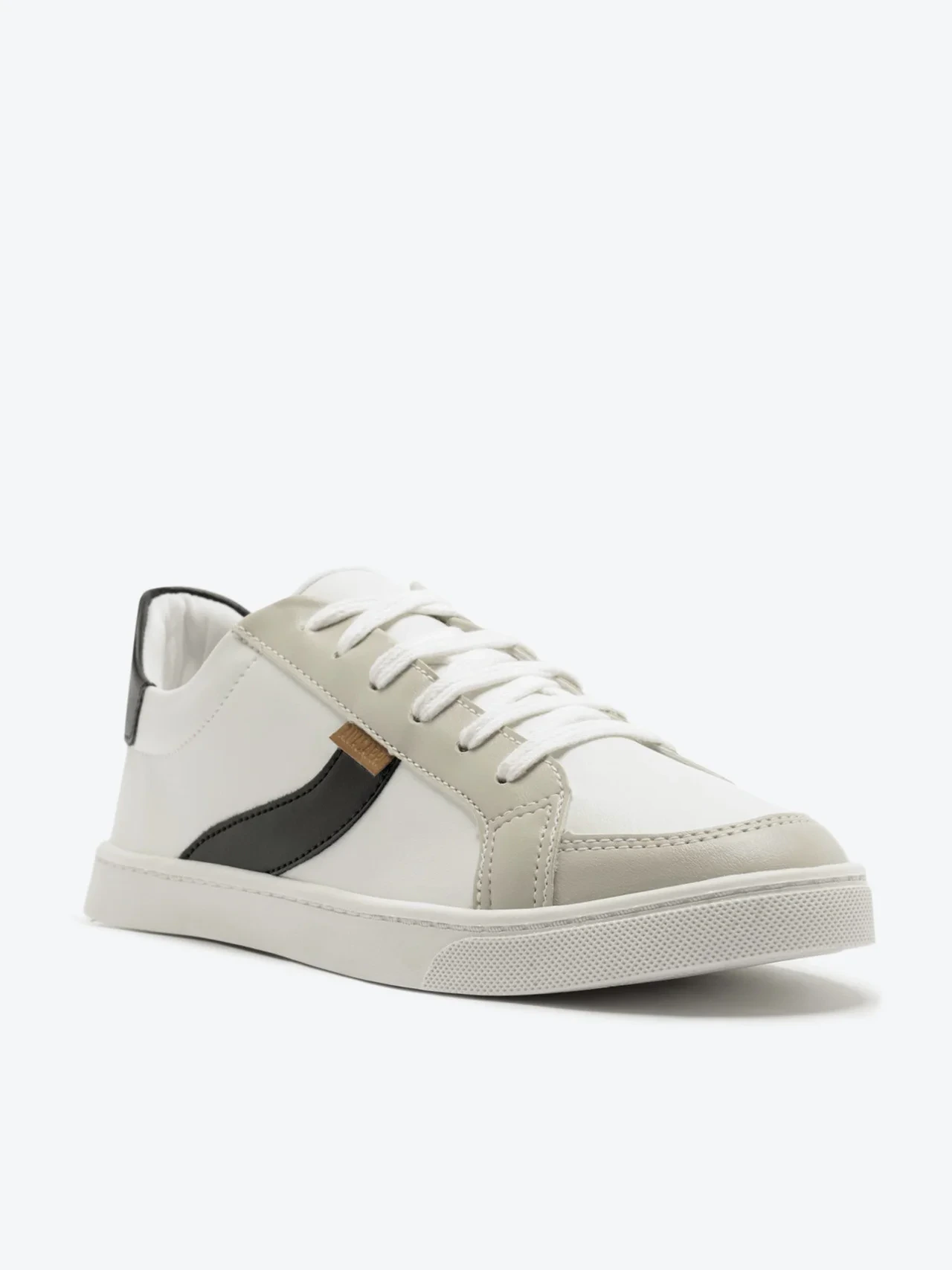 Tênis Faixa Lateral Branco e Preto