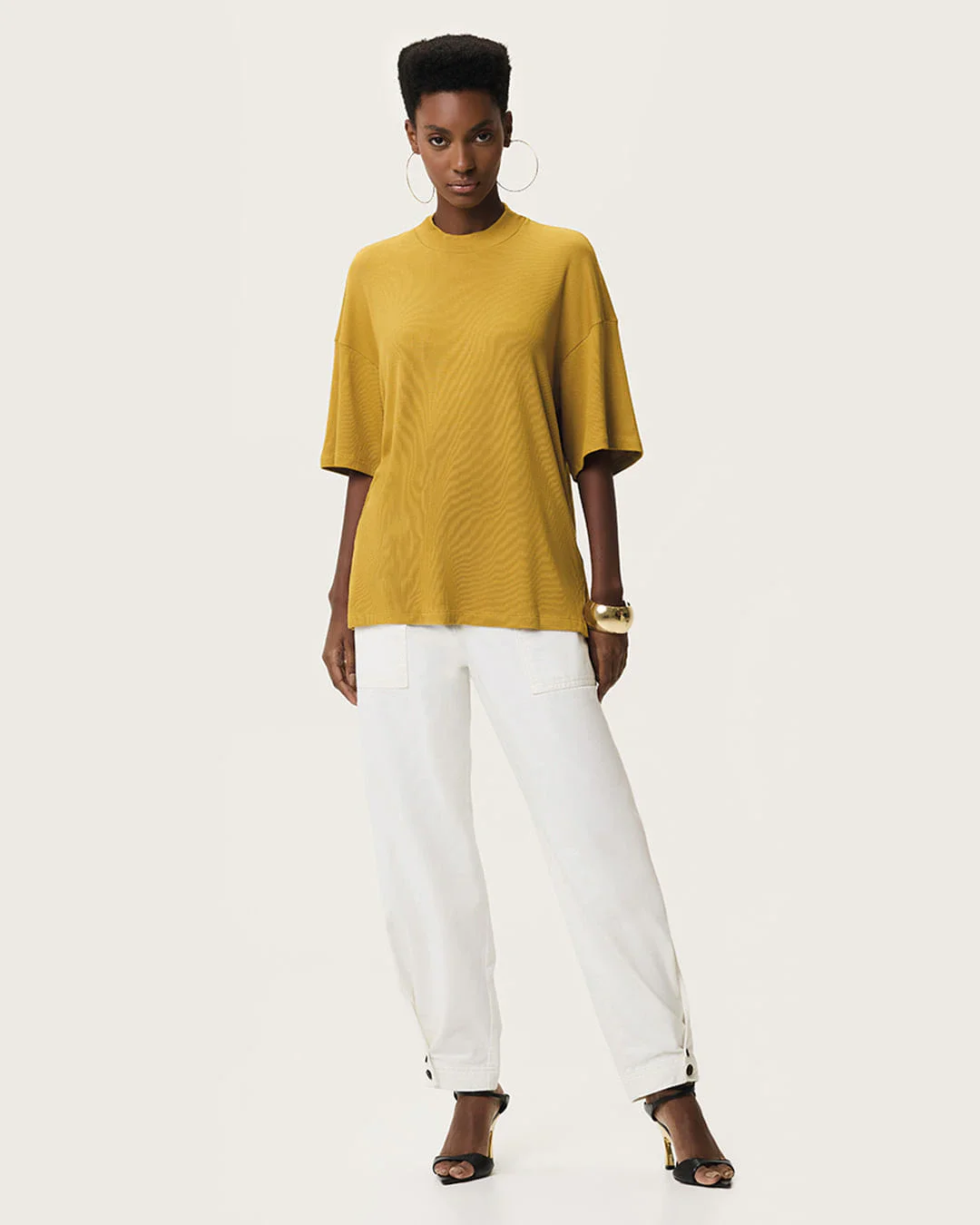 Blusa Feminina Oversized Fenda Lateral Malha Viscose Canelada - ENFIM