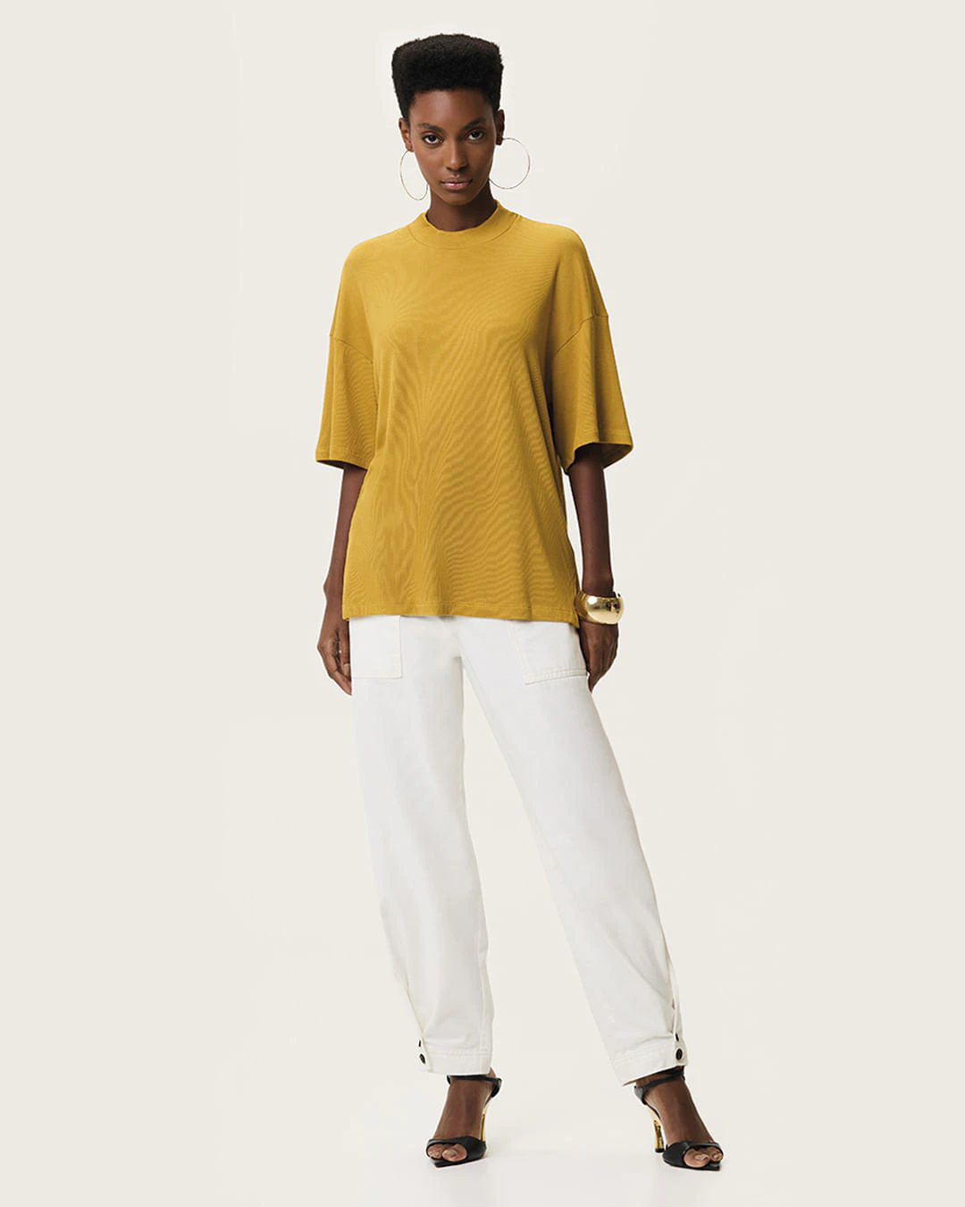 Blusa Feminina Oversized Fenda Lateral Malha Viscose Canelada - ENFIM