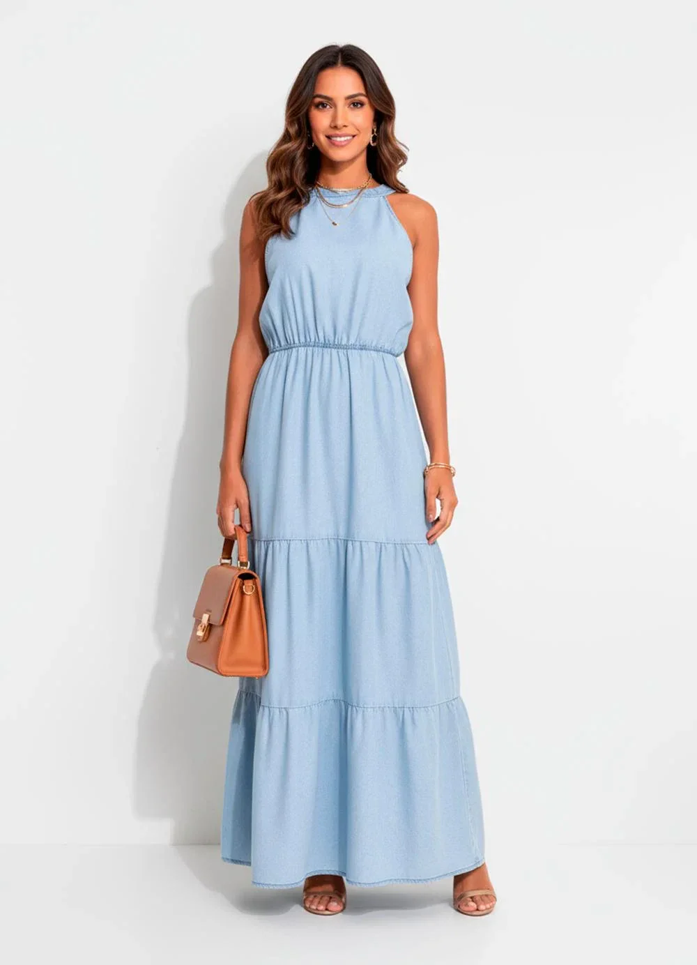Quintess - Vestido Jeans Claro em Jeans