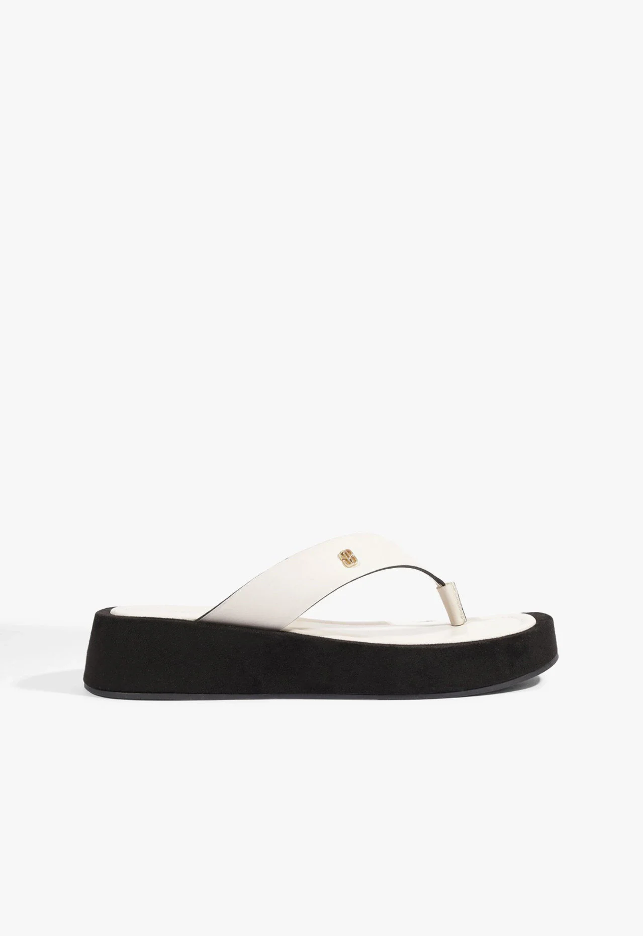 Rasteira Shop Flatform Couro Branca
