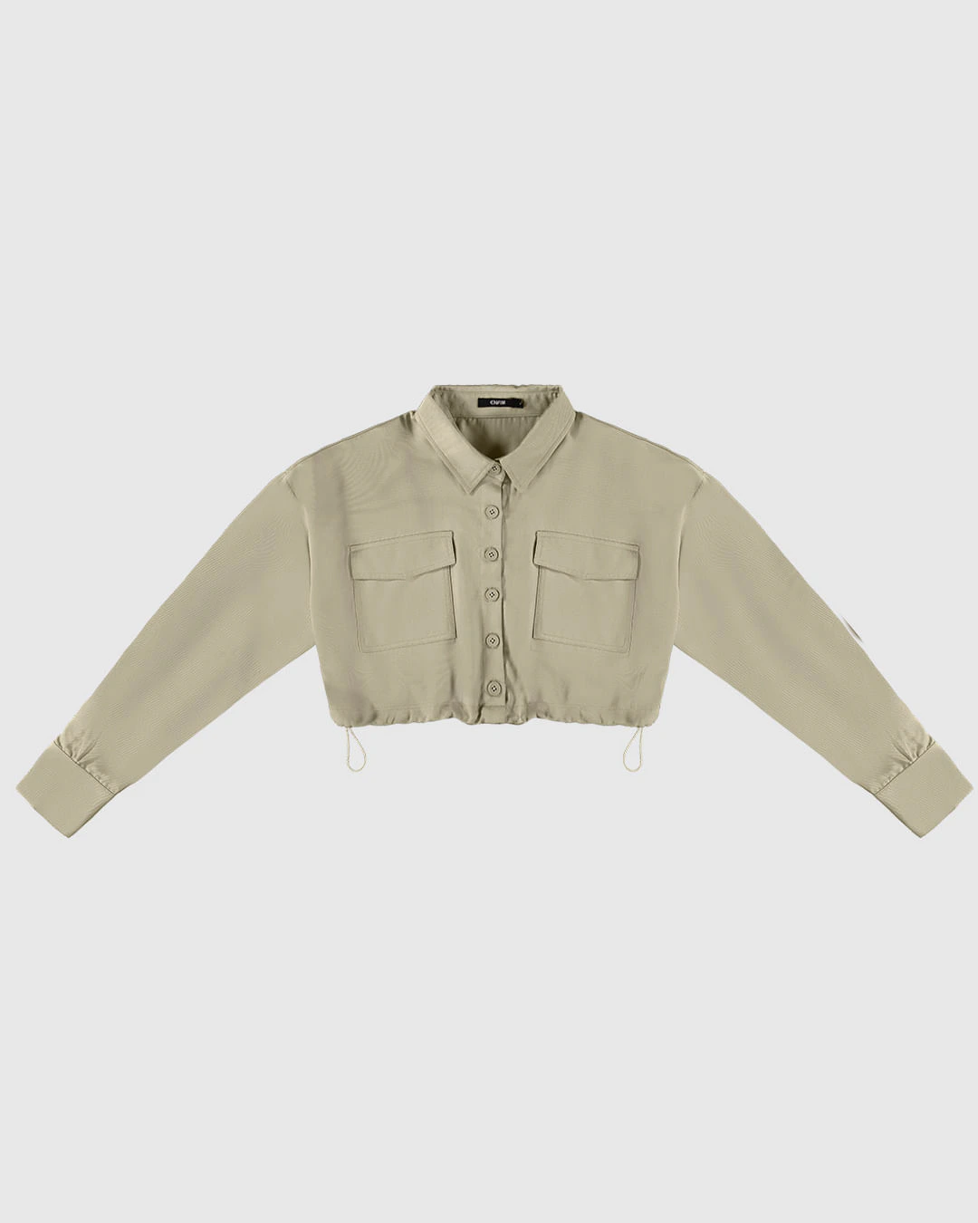 Camisa Cropped Feminina Com Regulador Frontal Em Liocel Sarjado - ENFIM