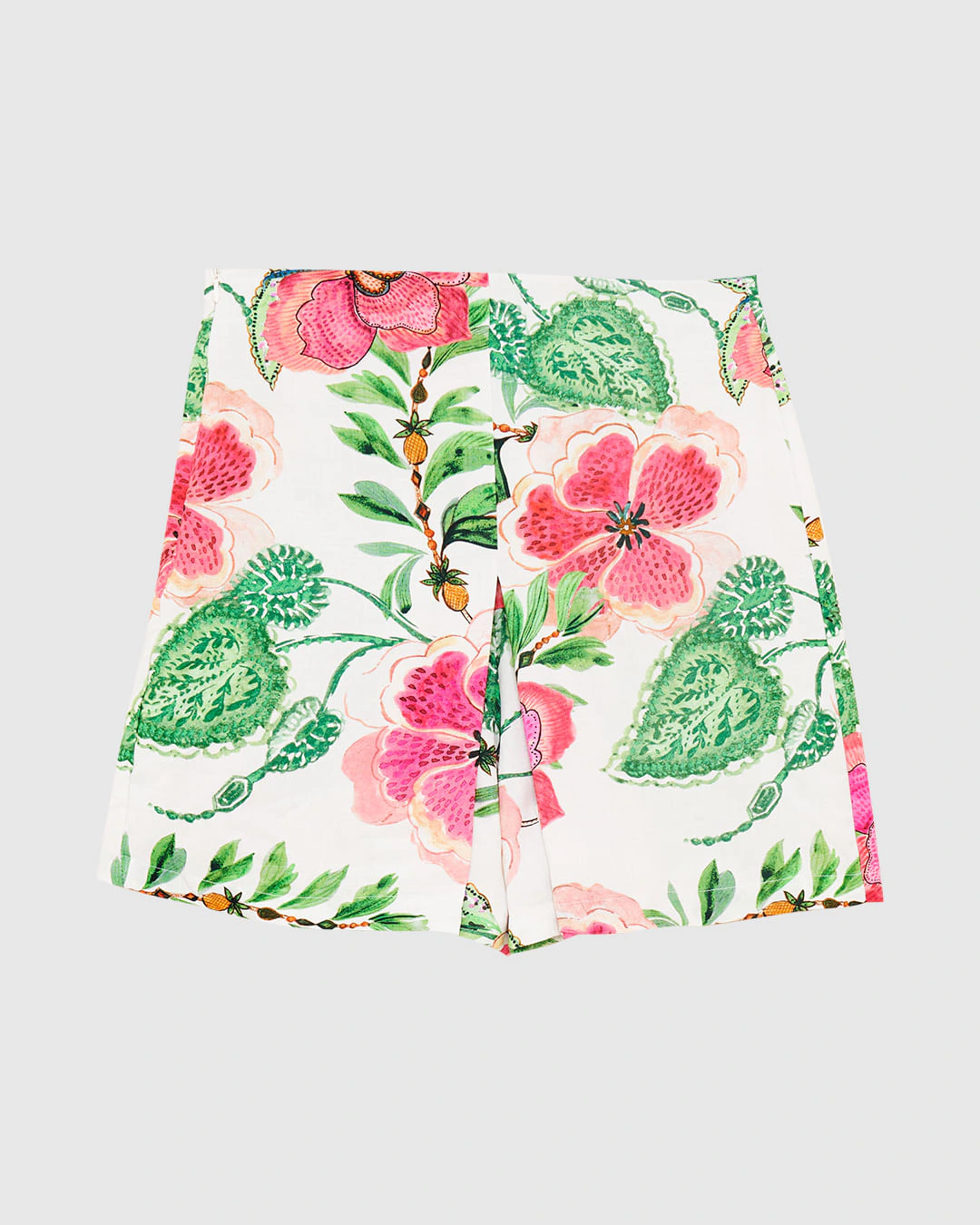 Shorts Feminino Floral Com Pregas Em Viscose
