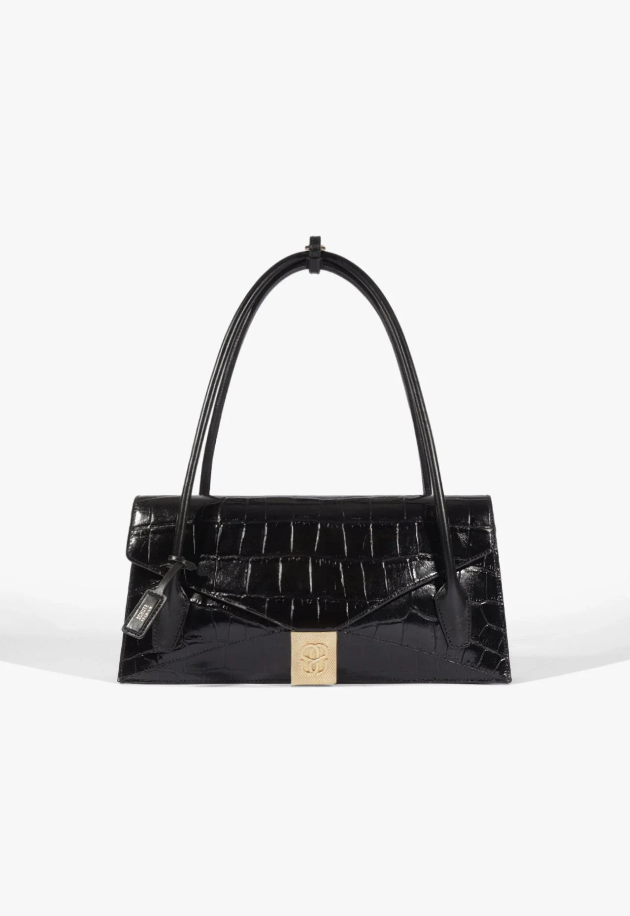 Bolsa Tote Envelope Bag Média Couro Preta