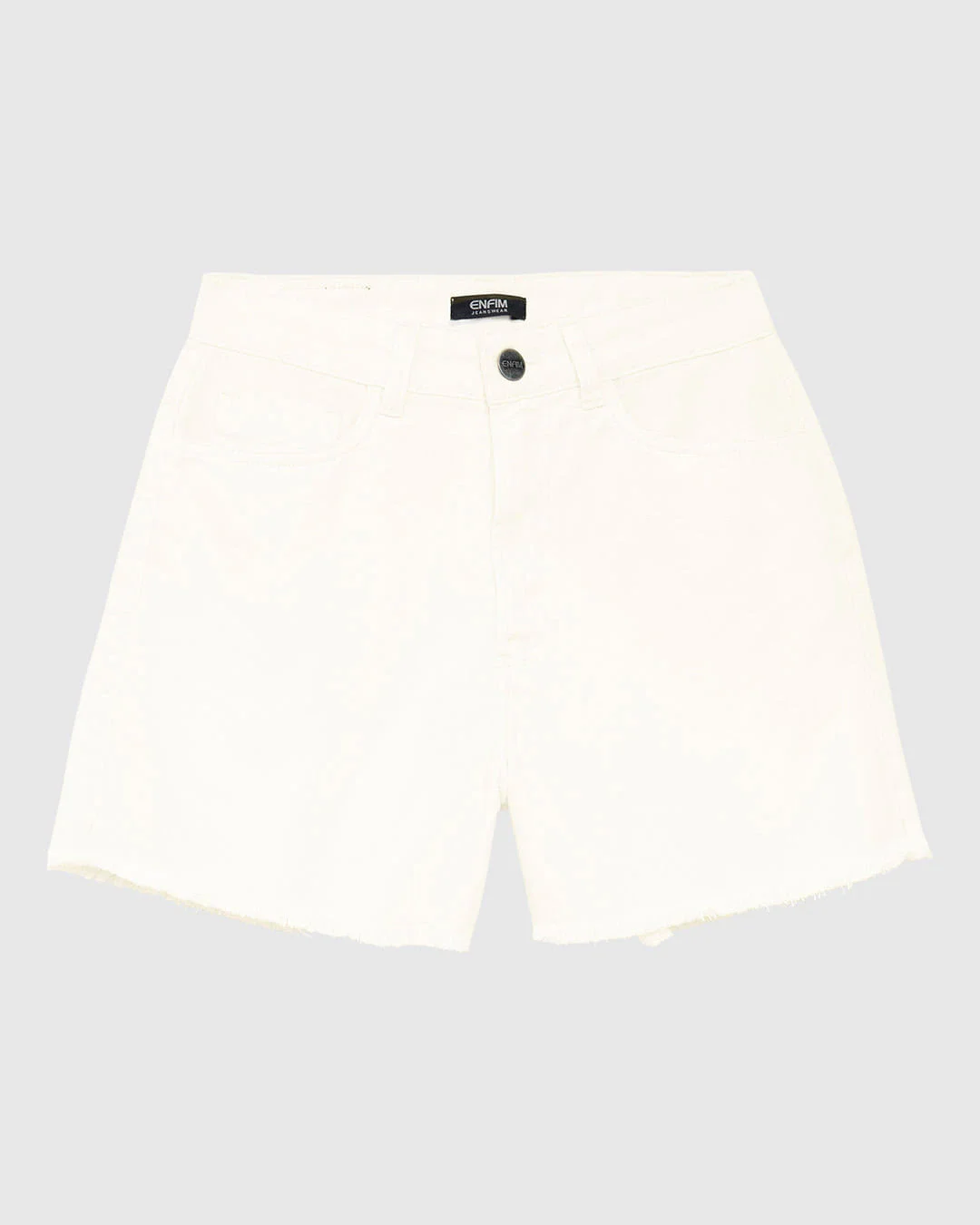 Shorts Feminino Hot Pant Cintura Alta Barra Desfiada Em Sarja Stretch - ENFIM