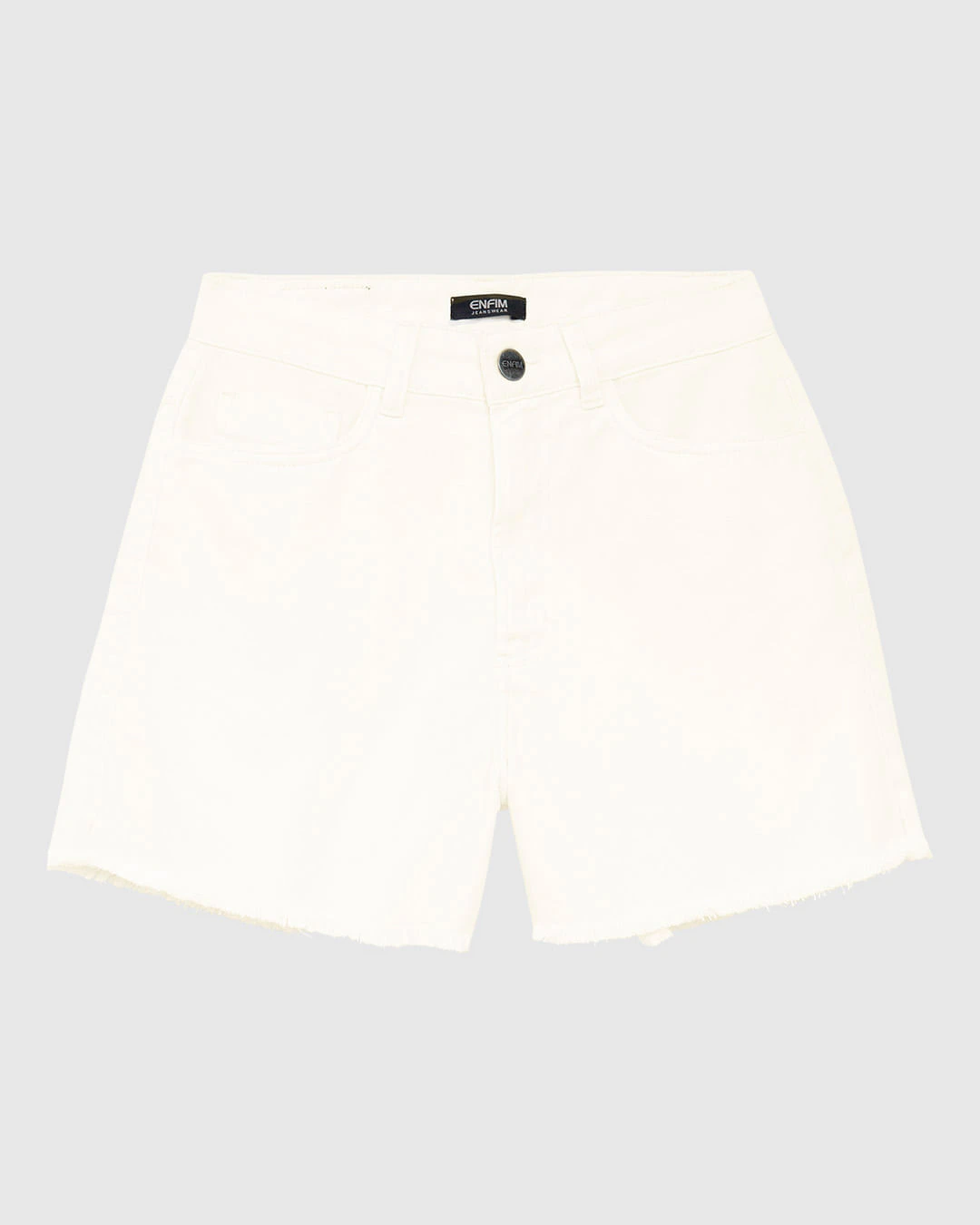 Shorts Feminino Hot Pant Cintura Alta Barra Desfiada Em Sarja Stretch - ENFIM