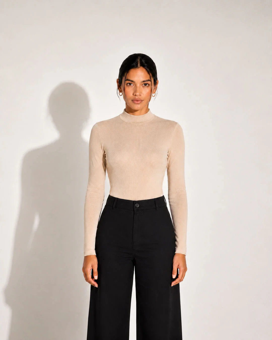 Blusa Canelada Viscose Gola Alta Feminina
