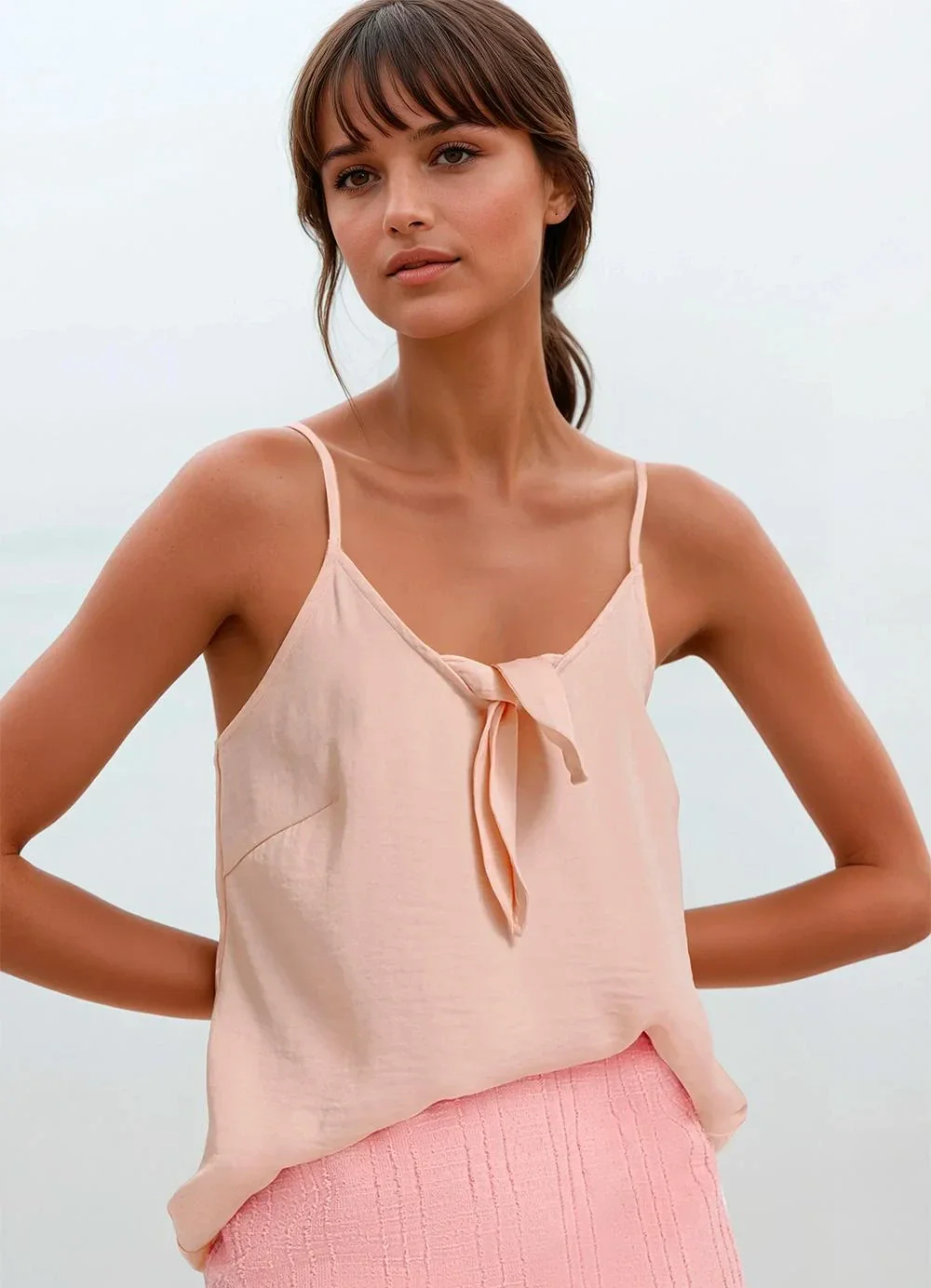 bonprix - Blusa Rosa Claro em Tecido Jacquard