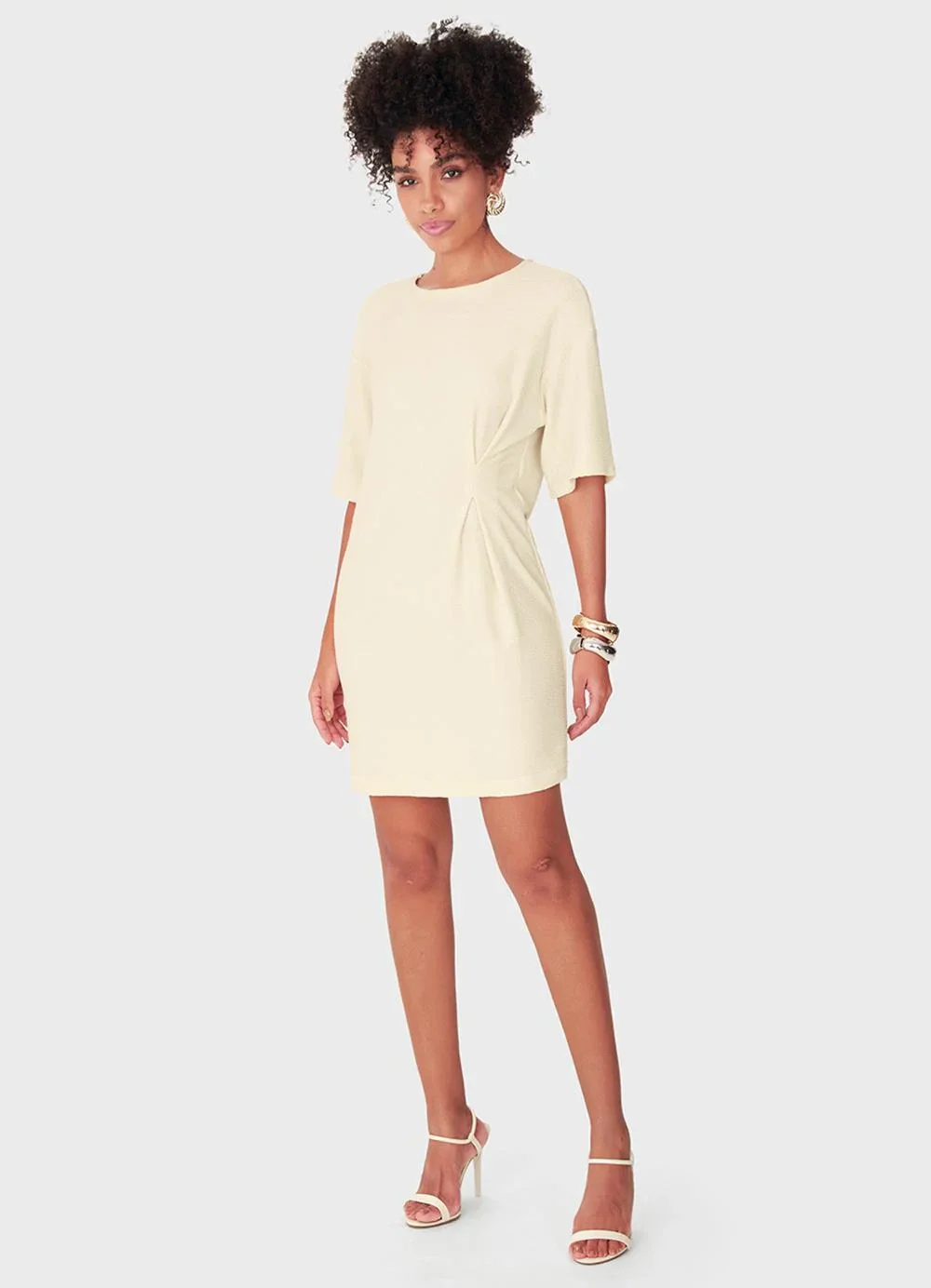Enfim - Vestido Amplo com Prega Off White