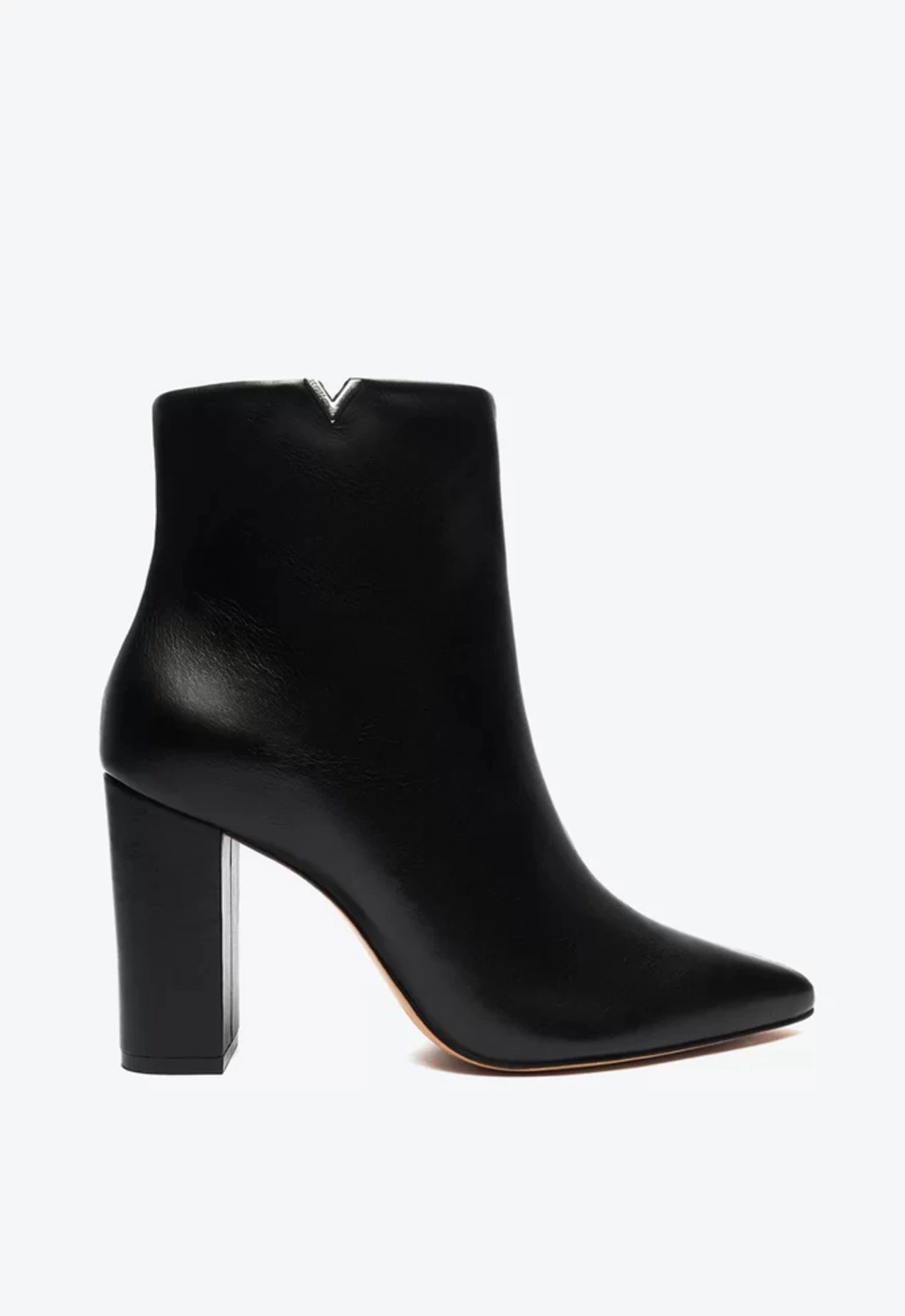 Bota Triangle Salto Bloco Couro Preta