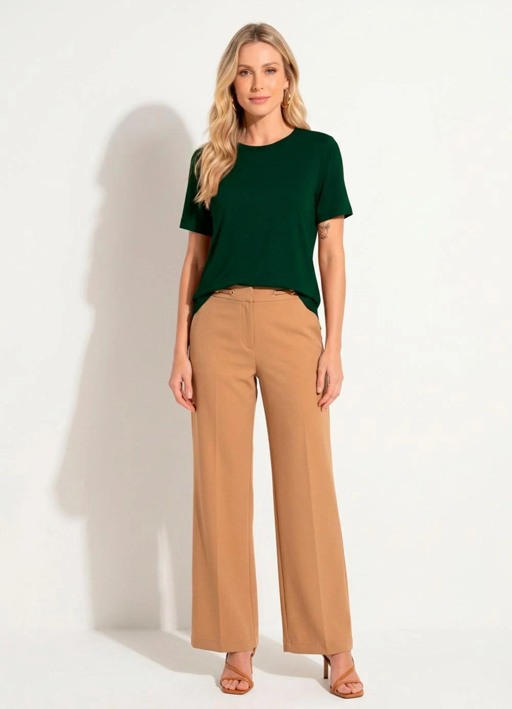 Quintess - Blusa Verde Escuro com Mangas Curtas