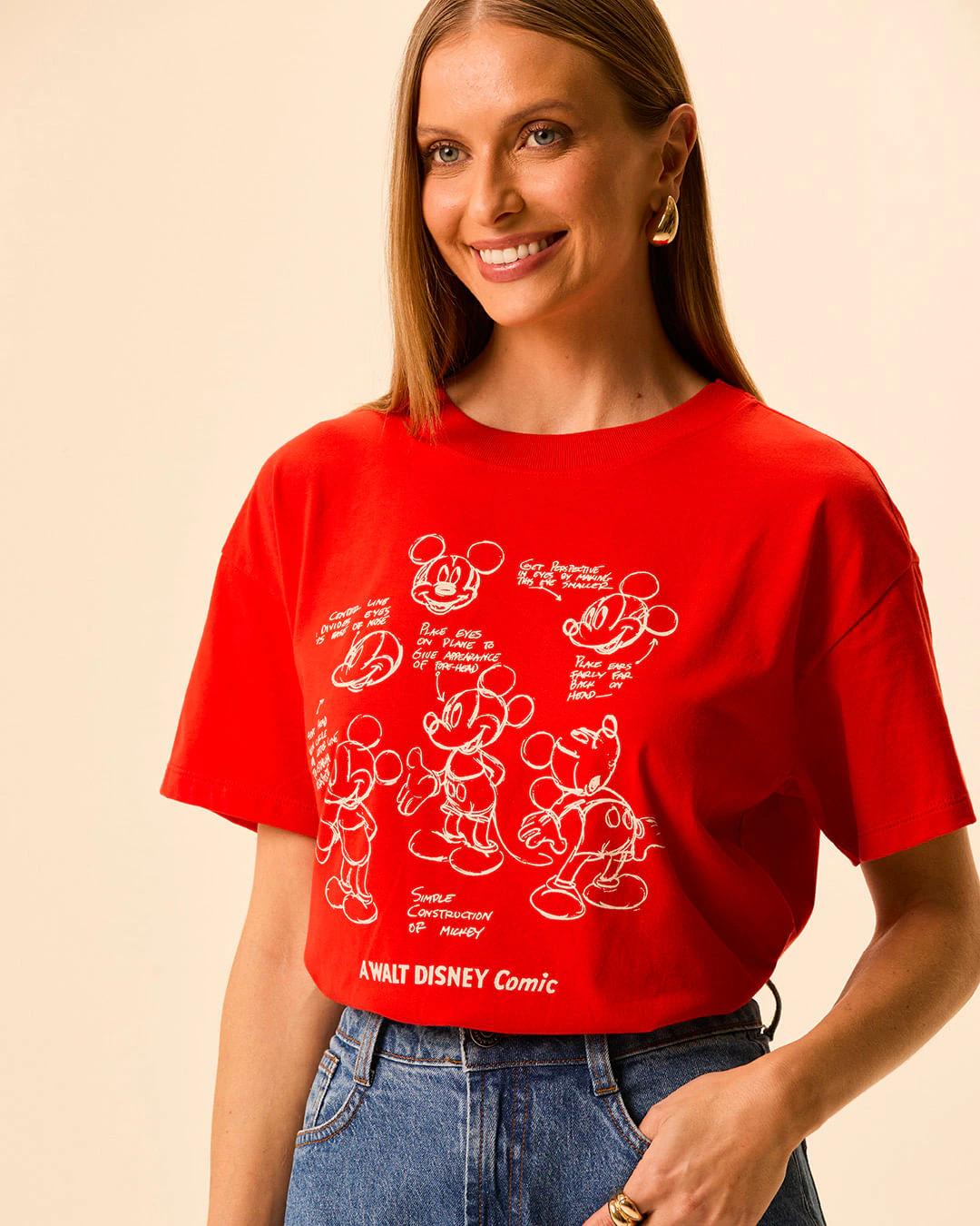 Camiseta Reta Feminina A Walt Disney Comic Mickey Mouse Em Algodão