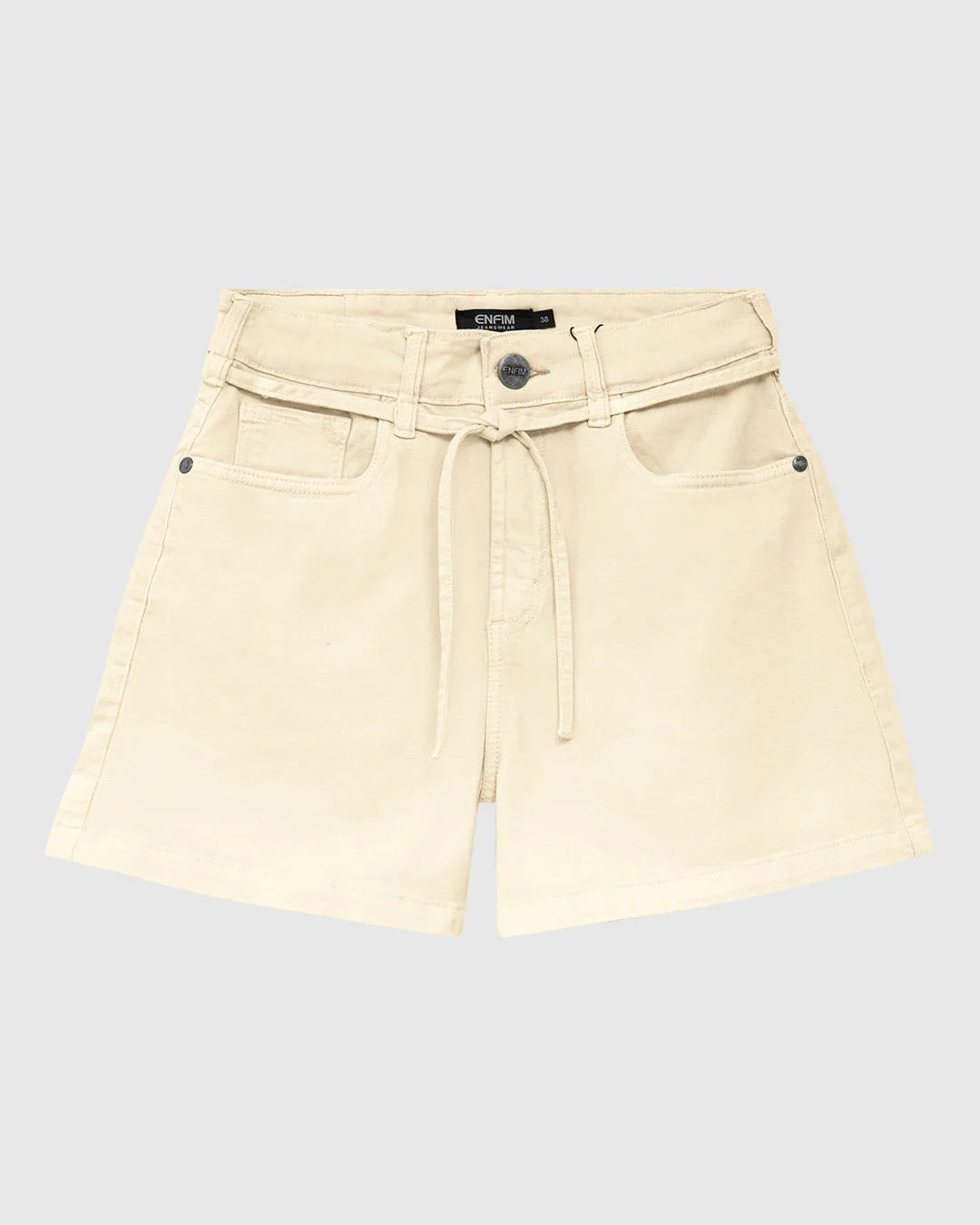 Shorts Feminino Mom Acompanha Tecido Para Cinto Em Sarja Stretch - ENFIM