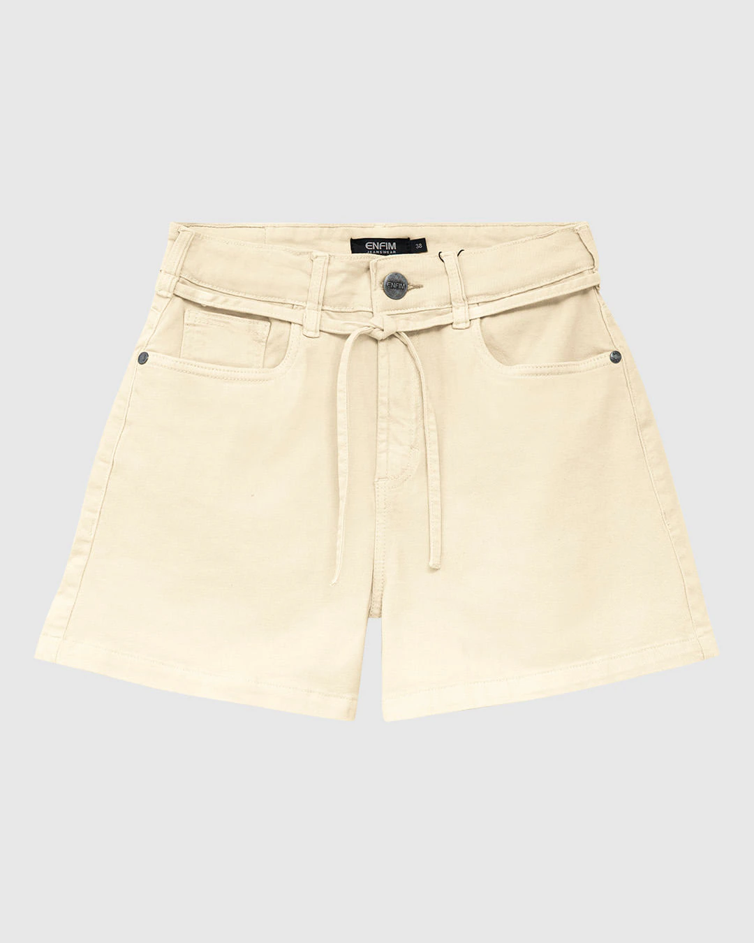 Shorts Feminino Mom Acompanha Tecido Para Cinto Em Sarja Stretch - ENFIM