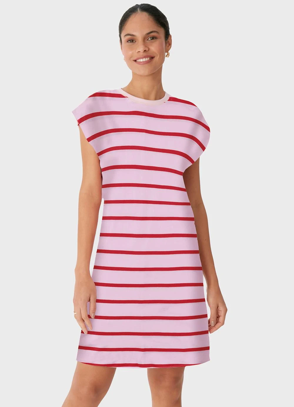 Malwee - Vestido Curto Muscle Listrado Rosa
