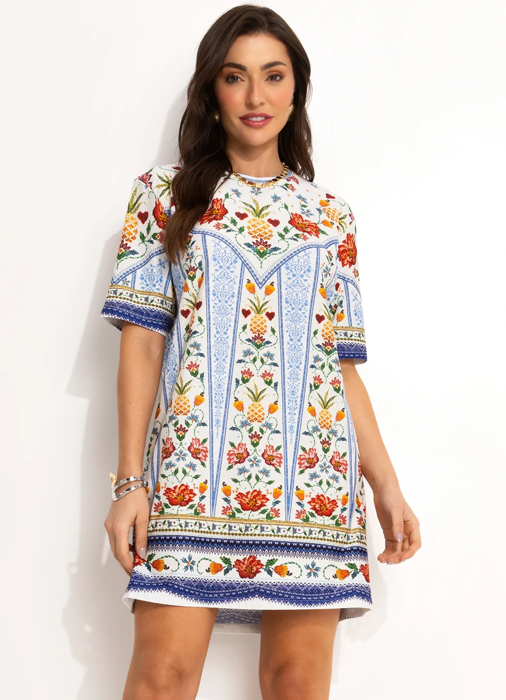 Farm - Vestido T-Shirt Básico Off White