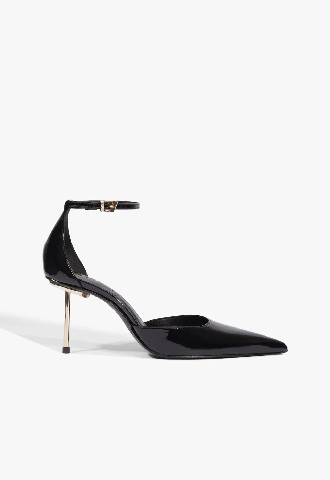 Scarpin Pin Heel Fivela Couro Preto