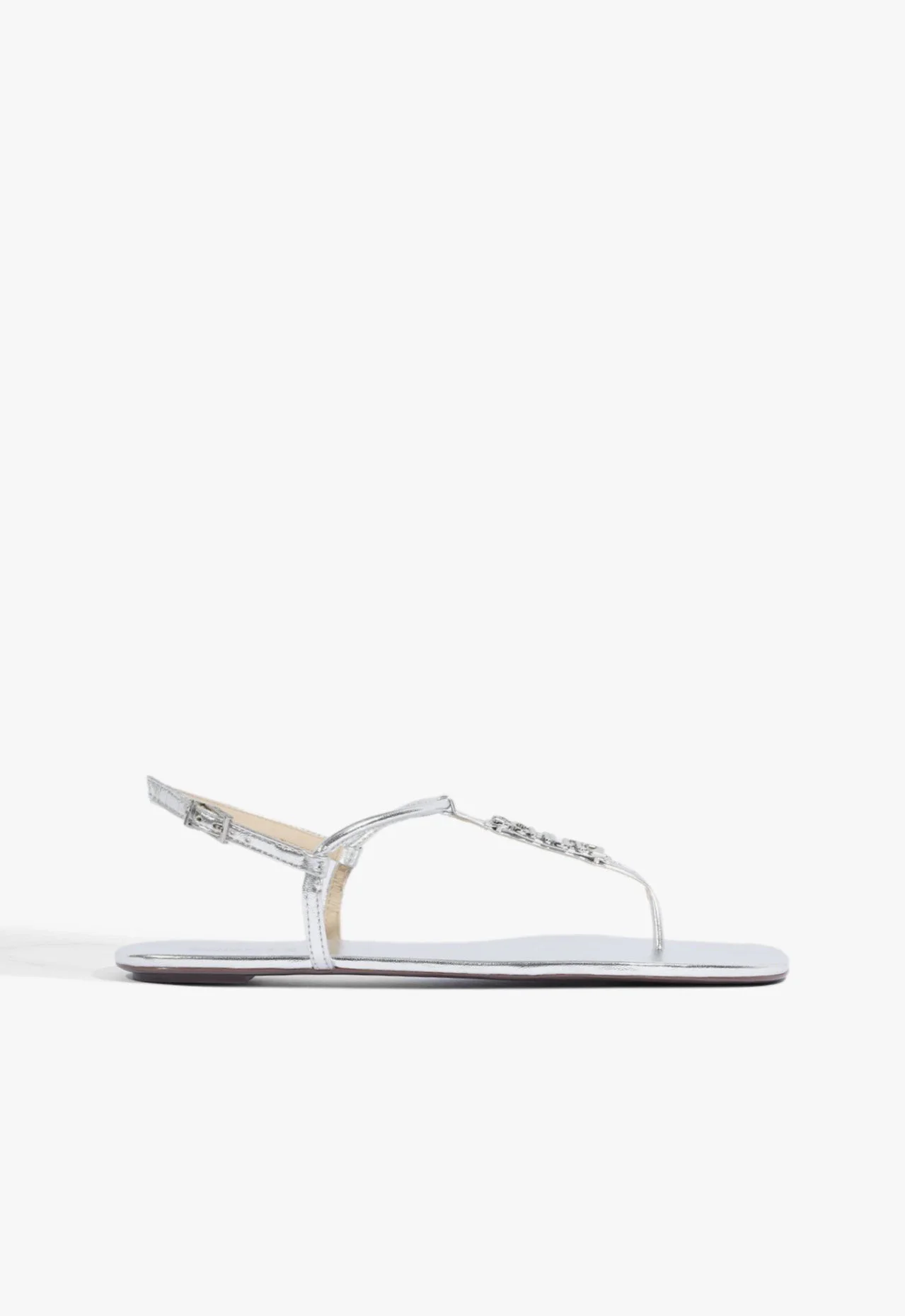 Sandália Rasteira Crystal Schutz Logo Prata