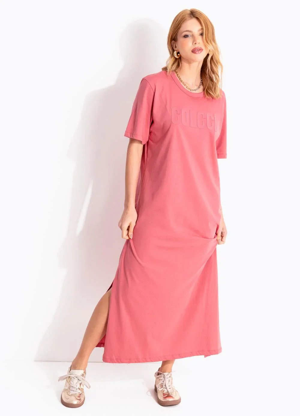 Colcci - Vestido Midi em Algodão Rosa