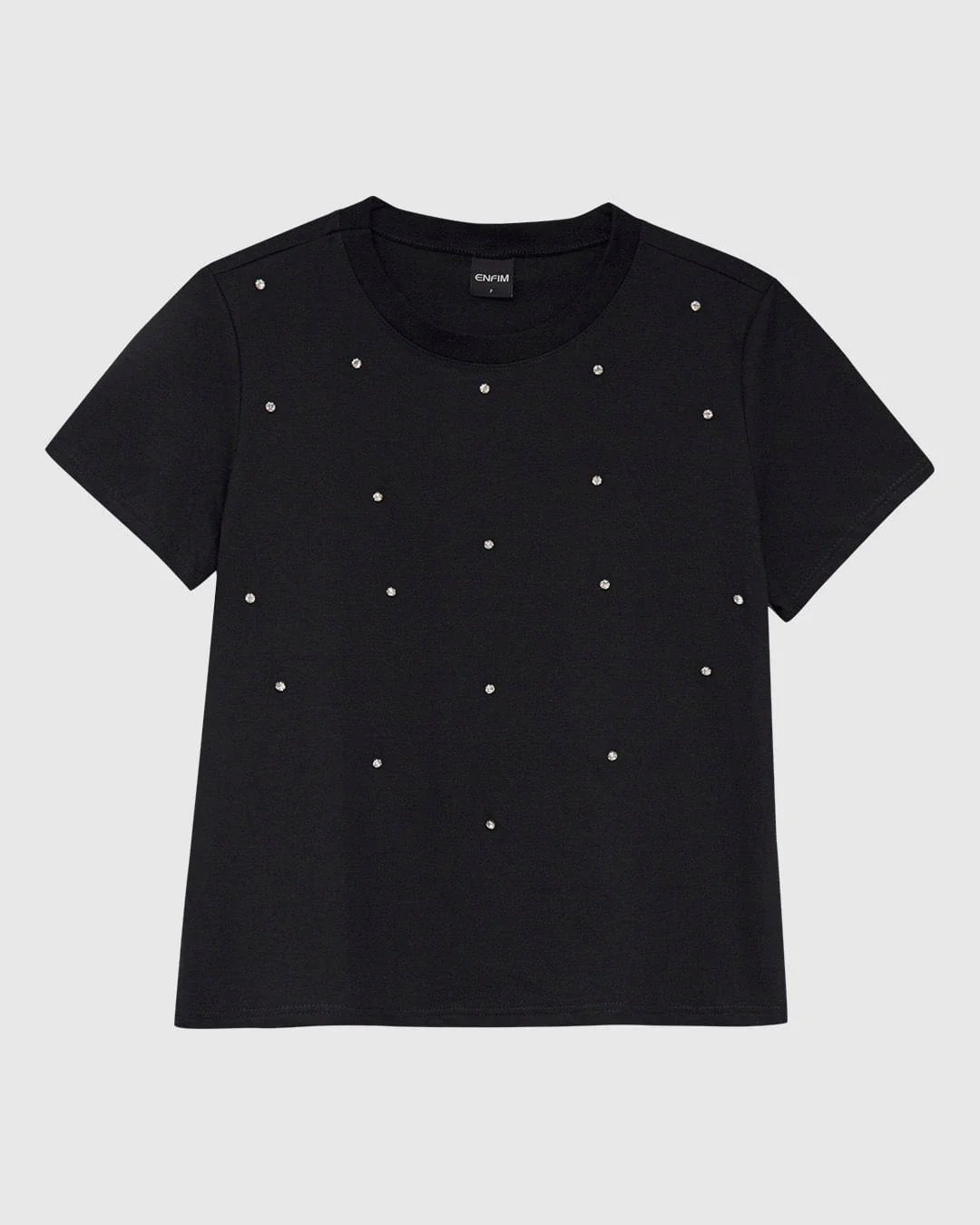 Camiseta Feminina Slim Aplicação De Rebites Em Algodão - ENFIM